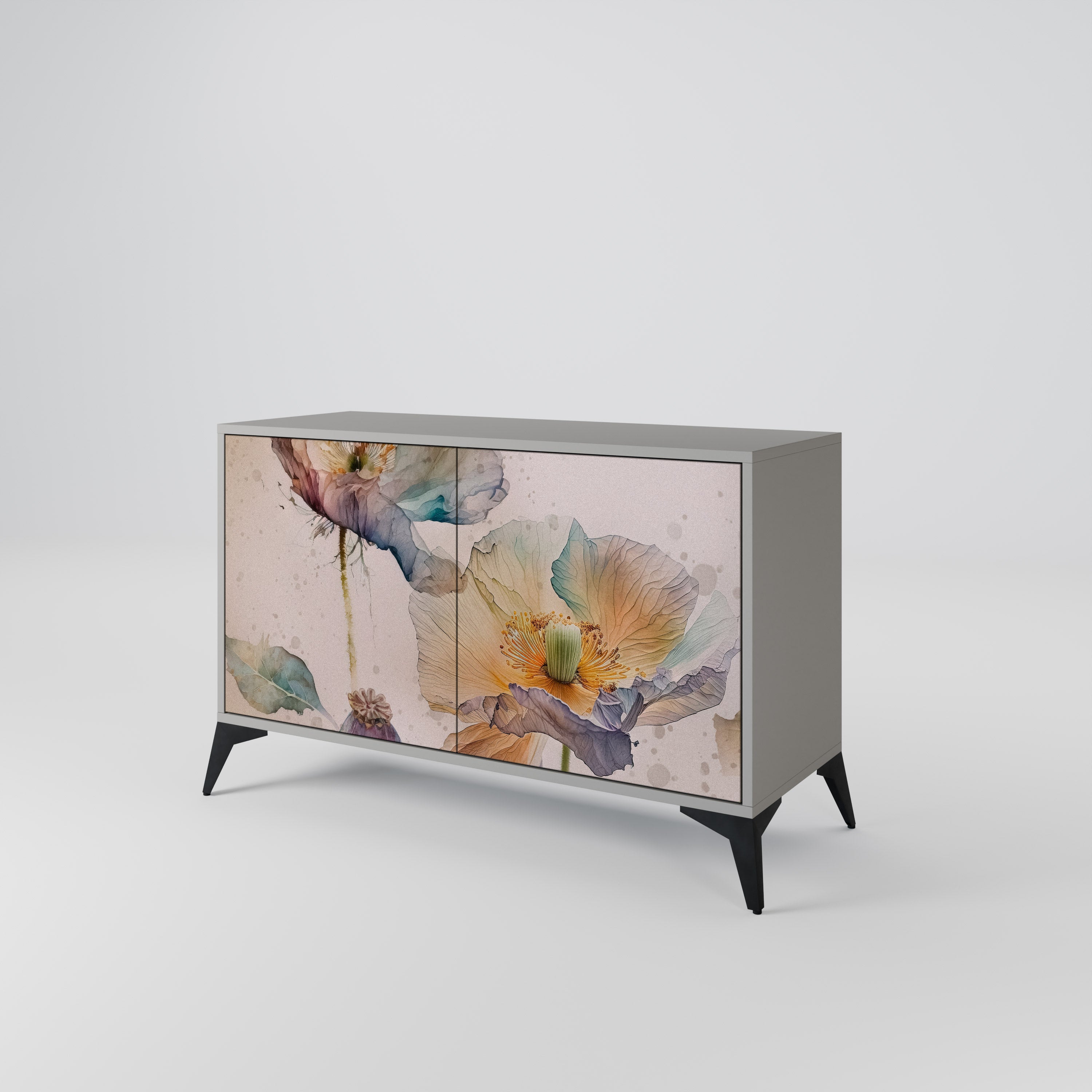 Buffet 2 portes SOFTEN POPPY finition grise