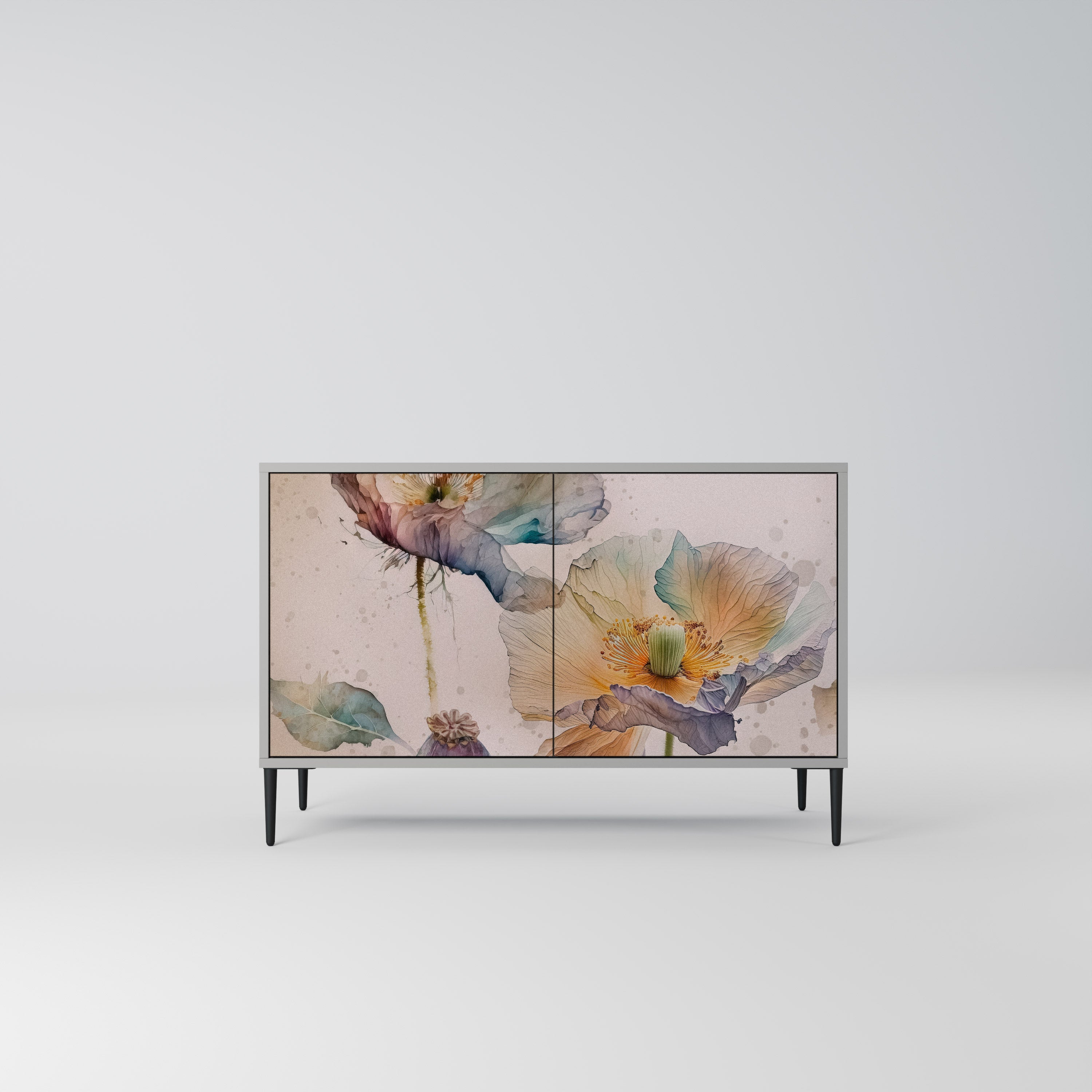 Buffet 2 portes SOFTEN POPPY finition grise