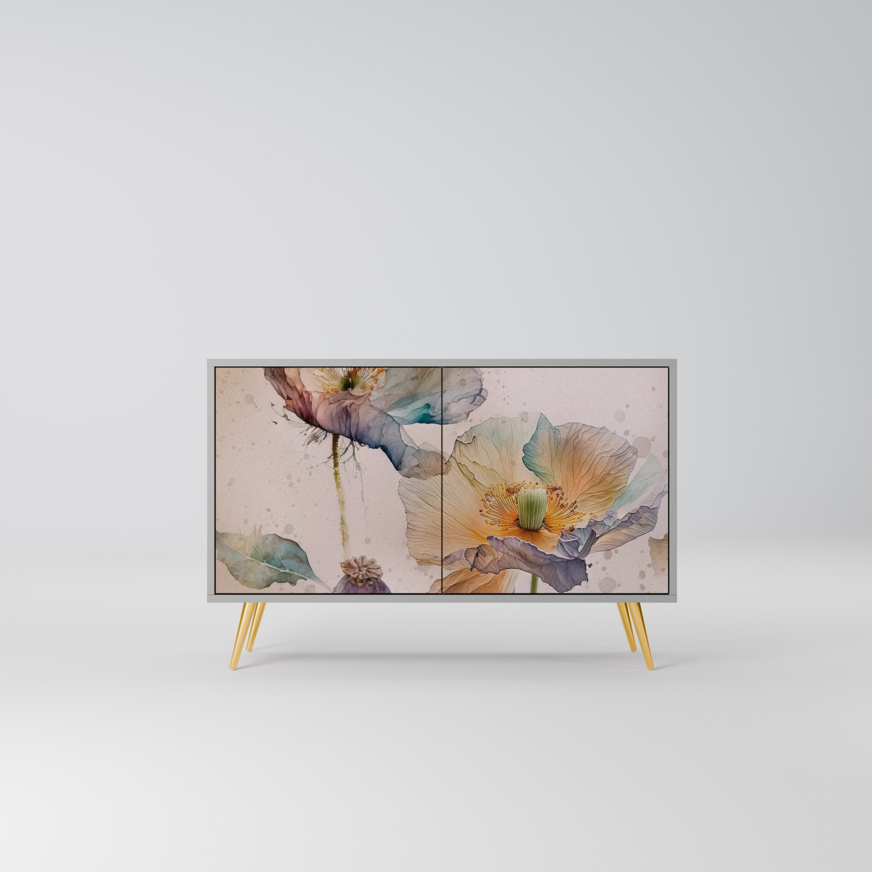 Buffet 2 portes SOFTEN POPPY finition grise