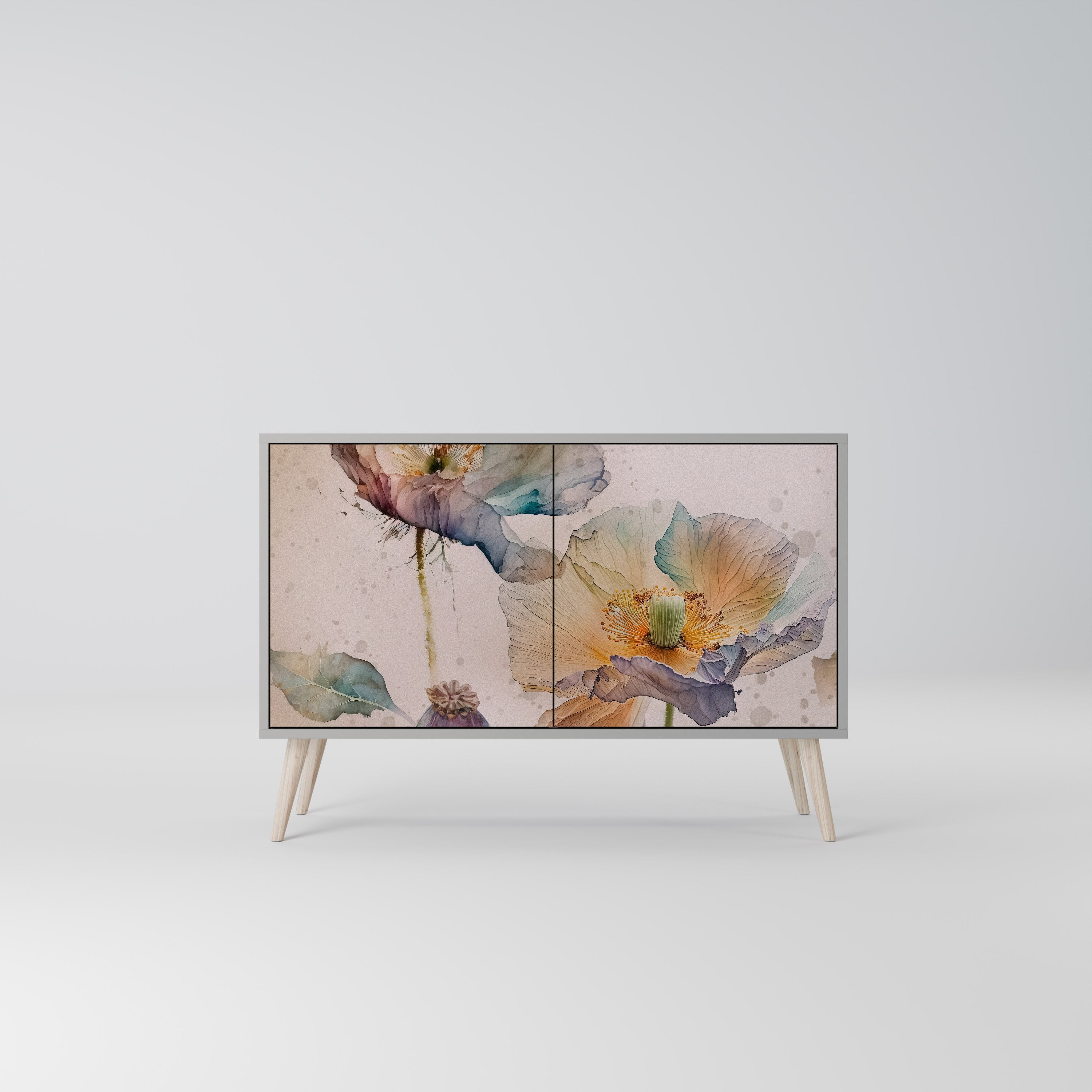 Buffet 2 portes SOFTEN POPPY finition grise