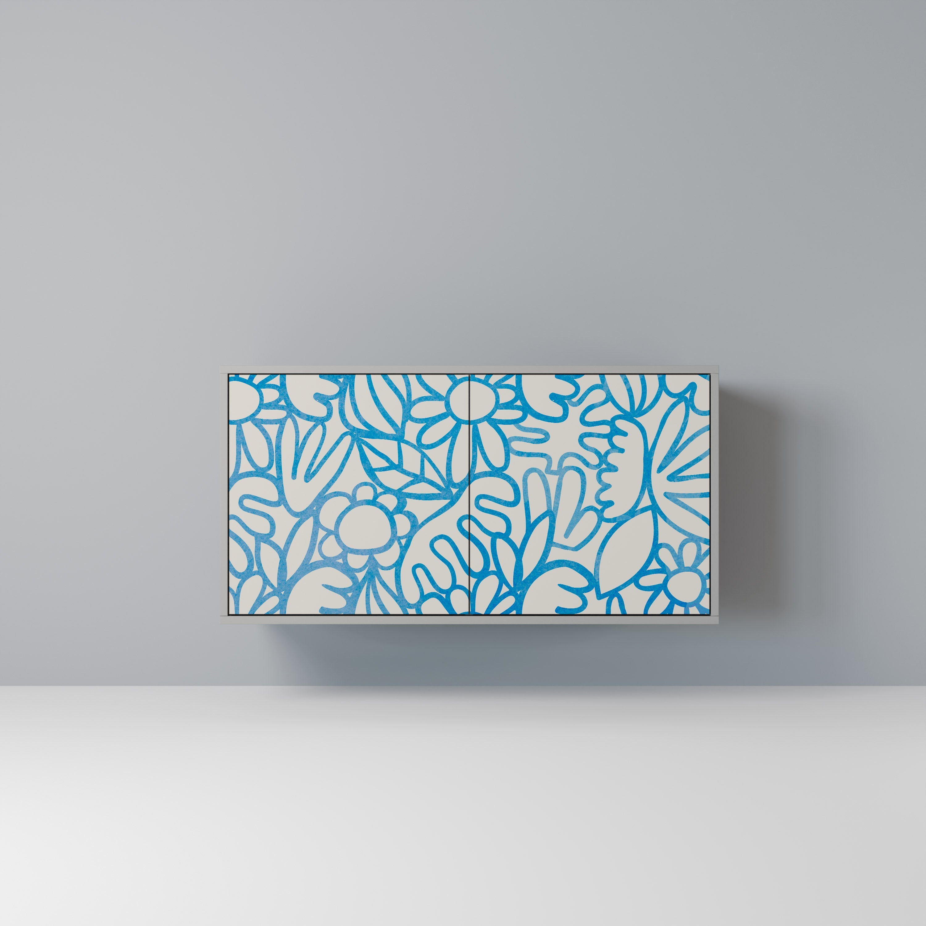 Buffet 2 portes BLOOMY MORNING finition grise