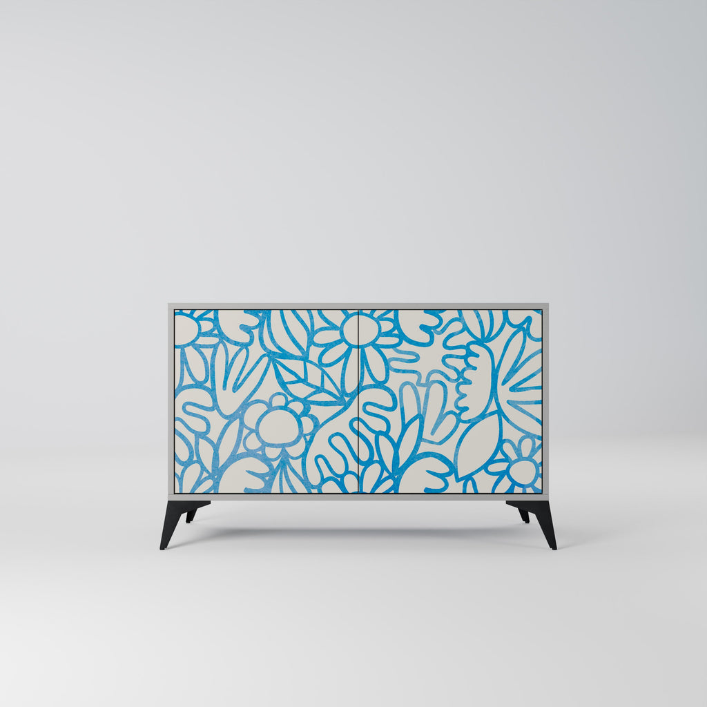 Buffet 2 portes BLOOMY MORNING finition grise