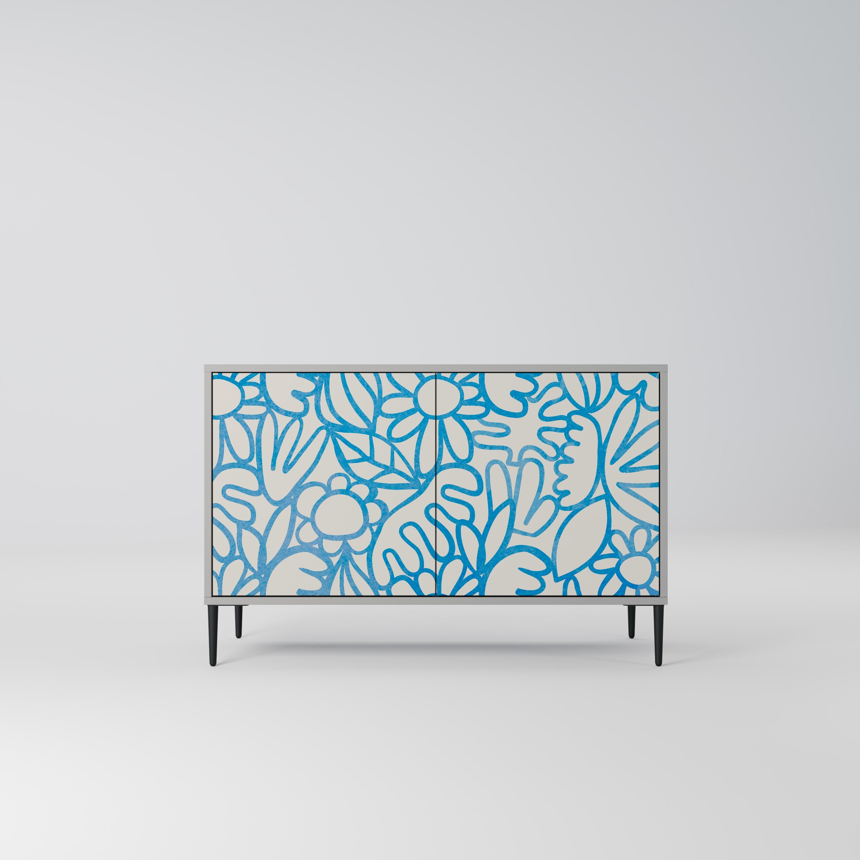 Buffet 2 portes BLOOMY MORNING finition grise