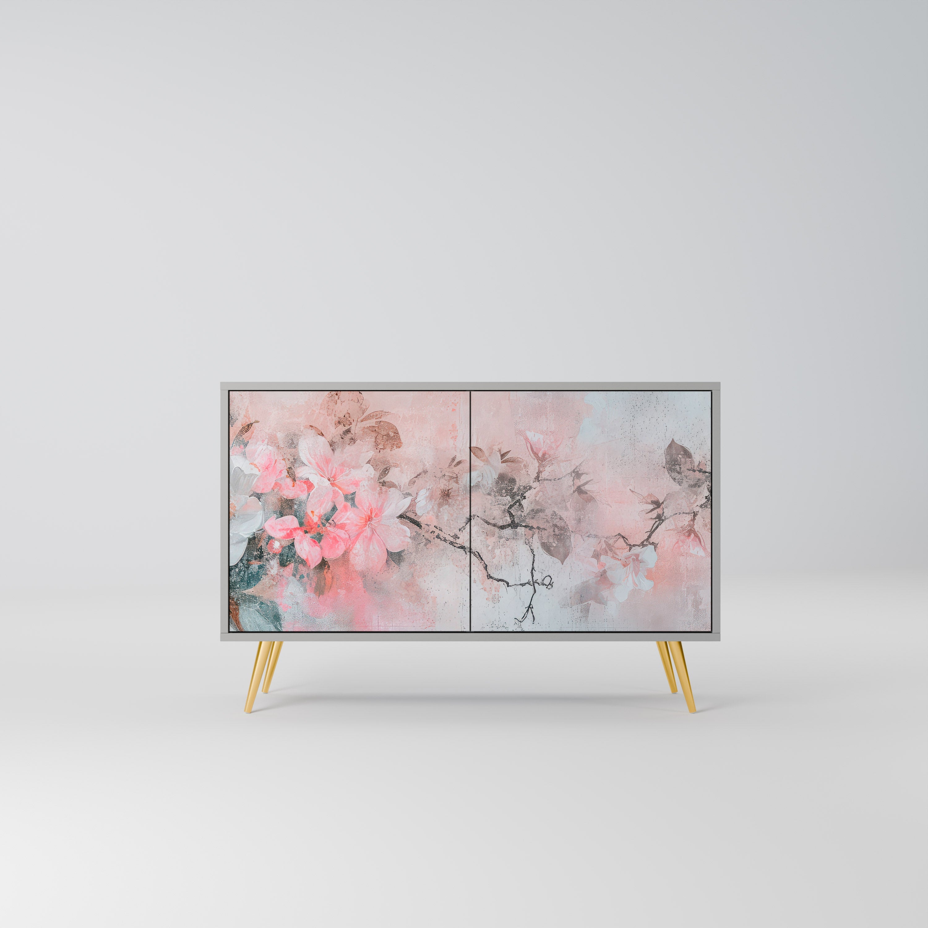 Buffet 2 portes CHERRY BLOSSOM finition grise