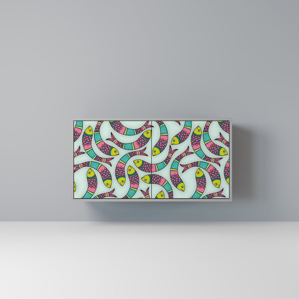 Buffet 2 portes INDIAN FISH finition grise