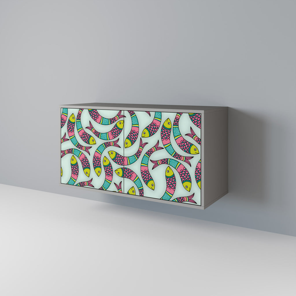 Buffet 2 portes INDIAN FISH finition grise