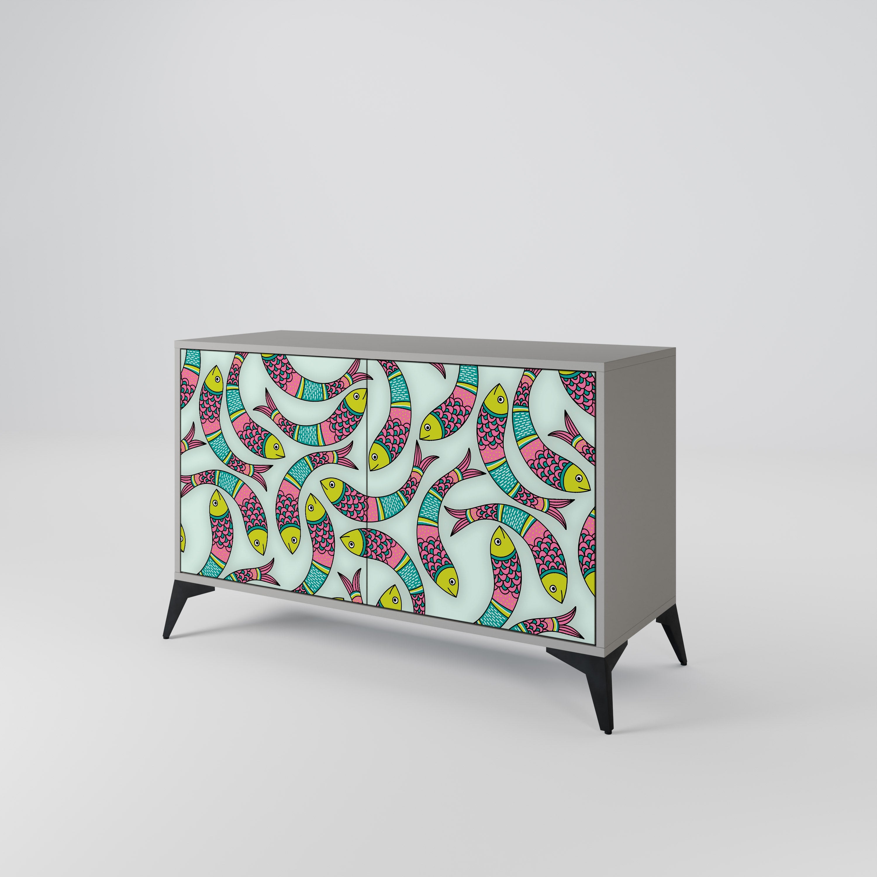 INDIAN FISH 2-Door Sideboard in Grey Finish