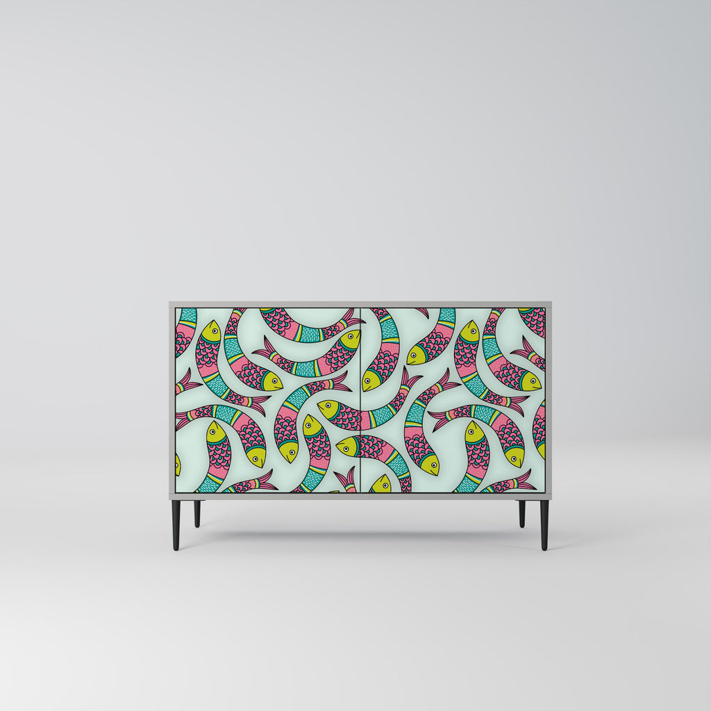 Buffet 2 portes INDIAN FISH finition grise