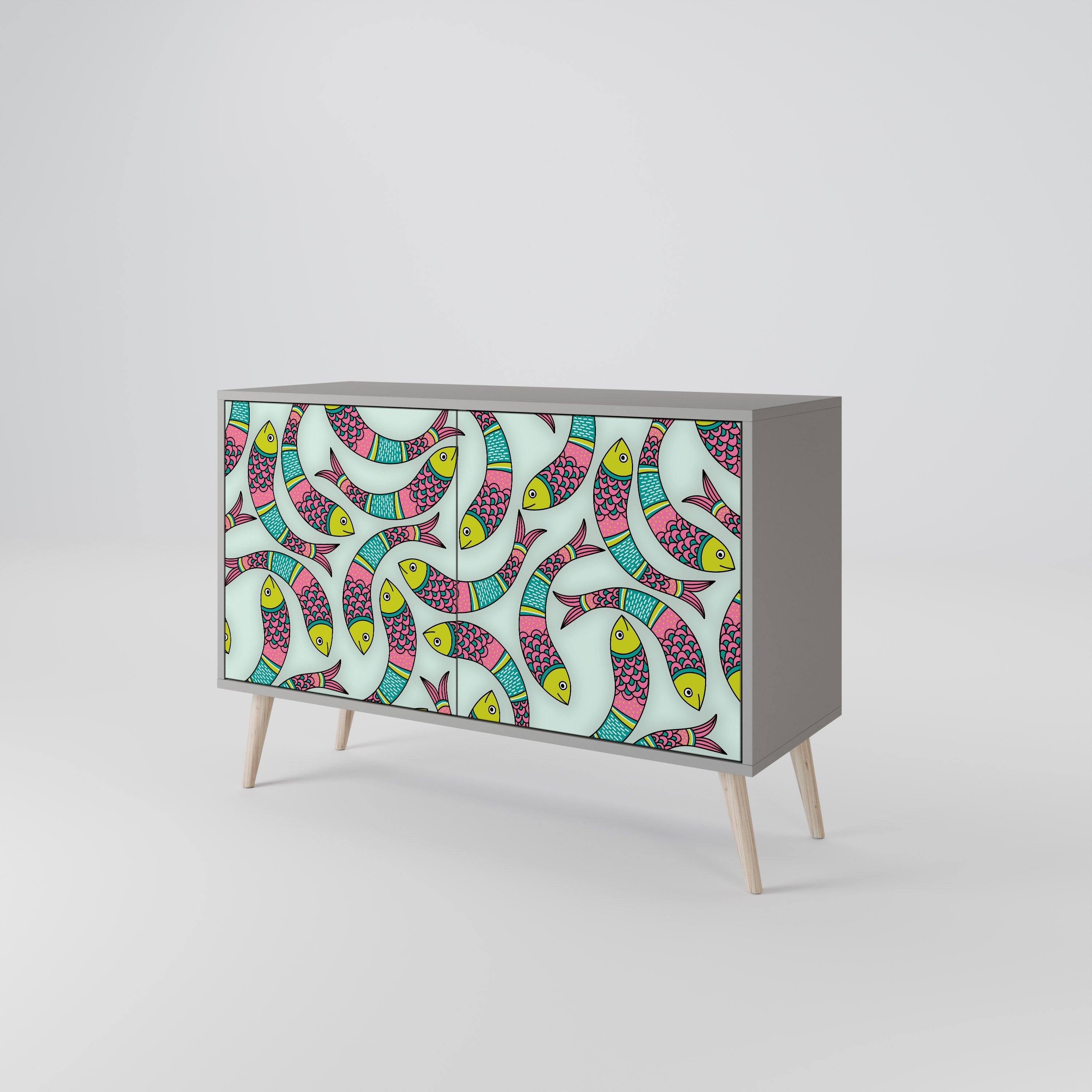 INDIAN FISH 2-Door Sideboard in Grey Finish