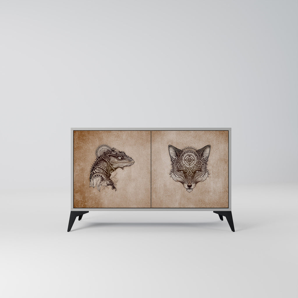 STEAMPUNK CLAN 2-Door Sideboard in Grey Finish