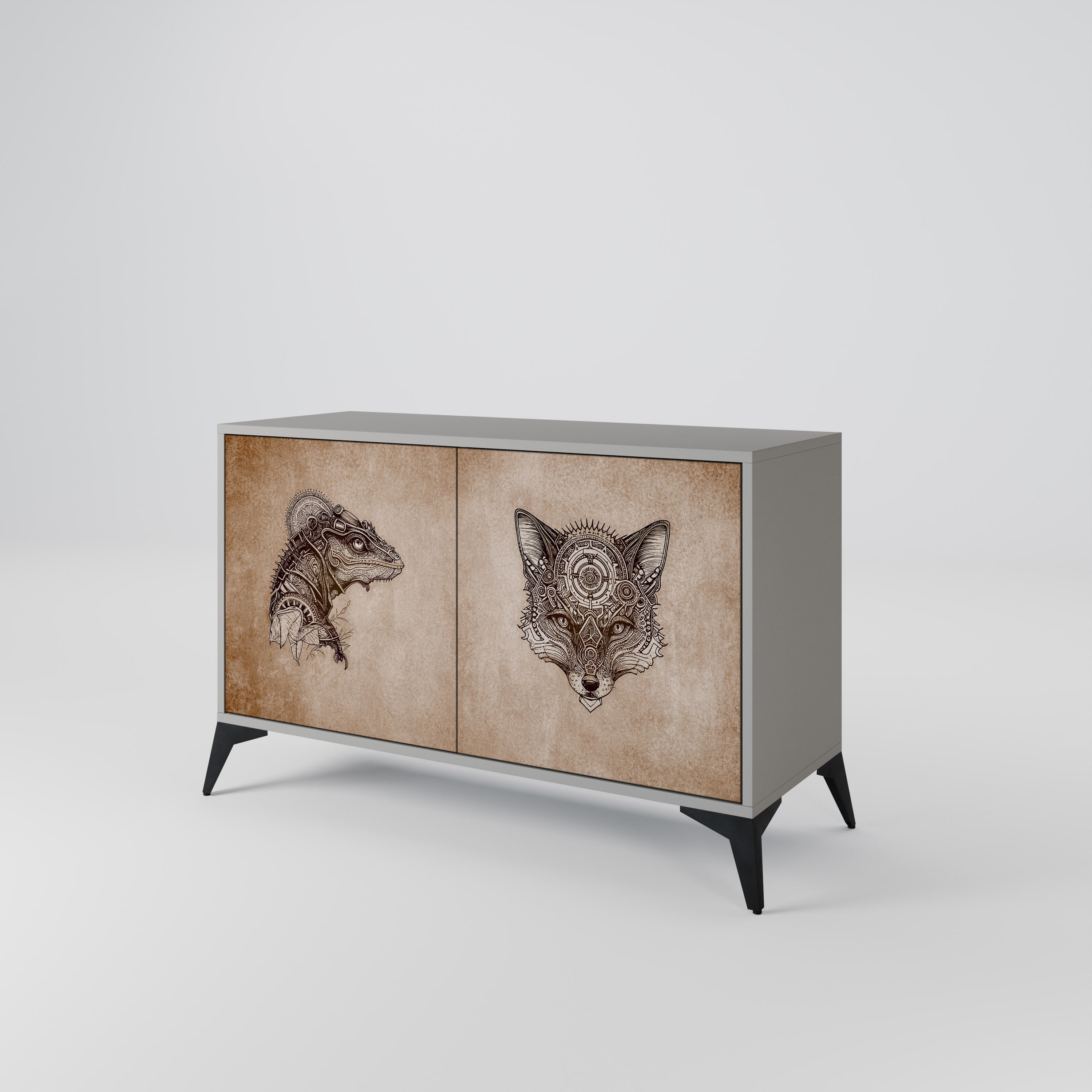 STEAMPUNK CLAN 2-Door Sideboard in Grey Finish