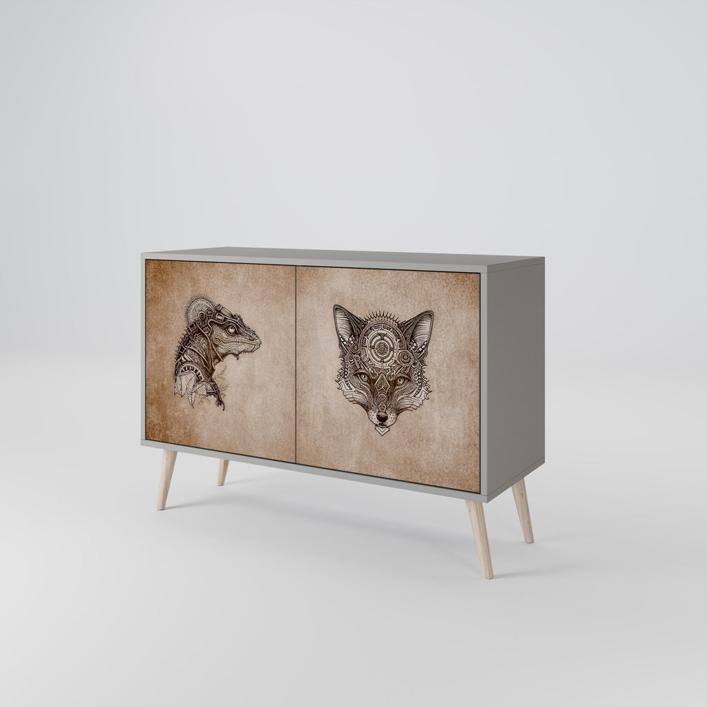STEAMPUNK CLAN 2-Door Sideboard in Grey Finish