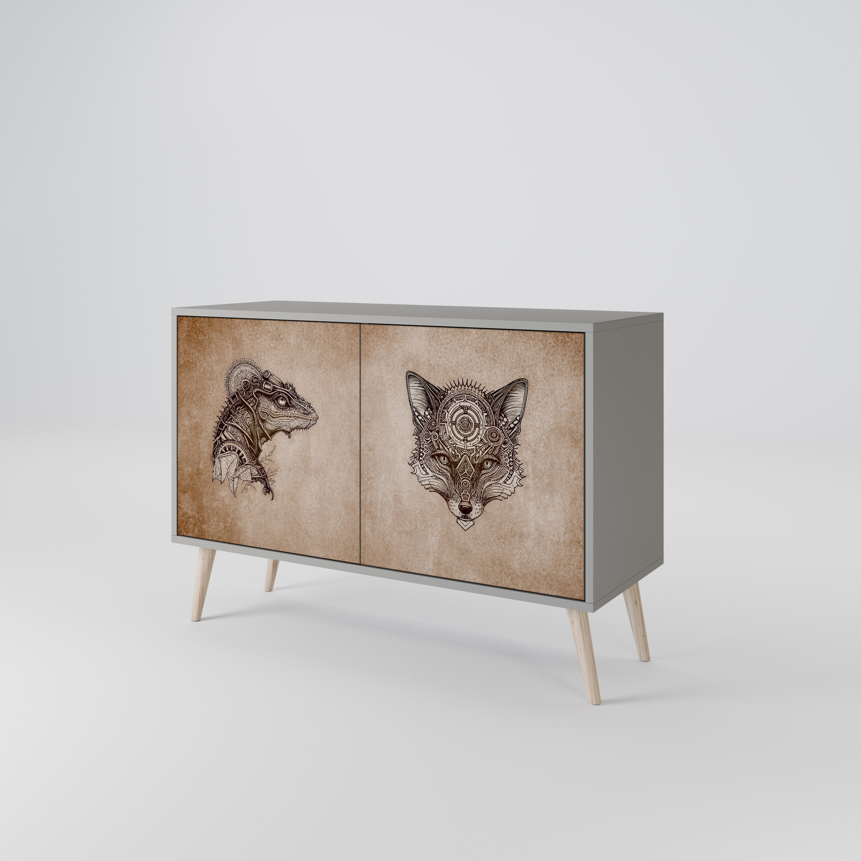 STEAMPUNK CLAN 2-Door Sideboard in Grey Finish