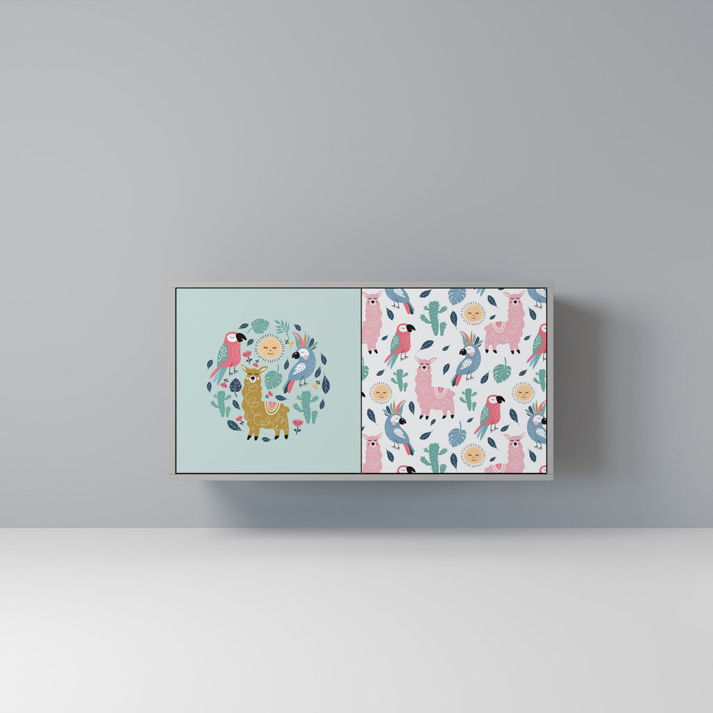 Buffet 2 portes ALPACAS COLORÉS en finition grise