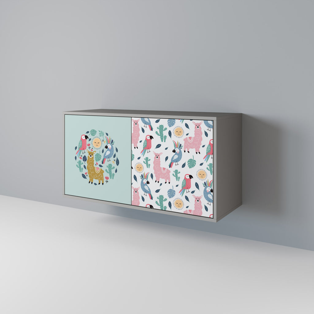 Buffet 2 portes ALPACAS COLORÉS en finition grise