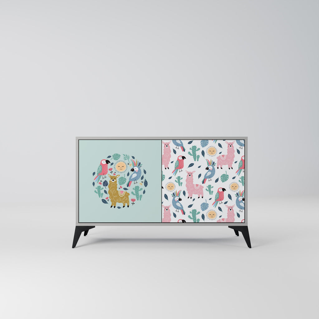 Buffet 2 portes ALPACAS COLORÉS en finition grise