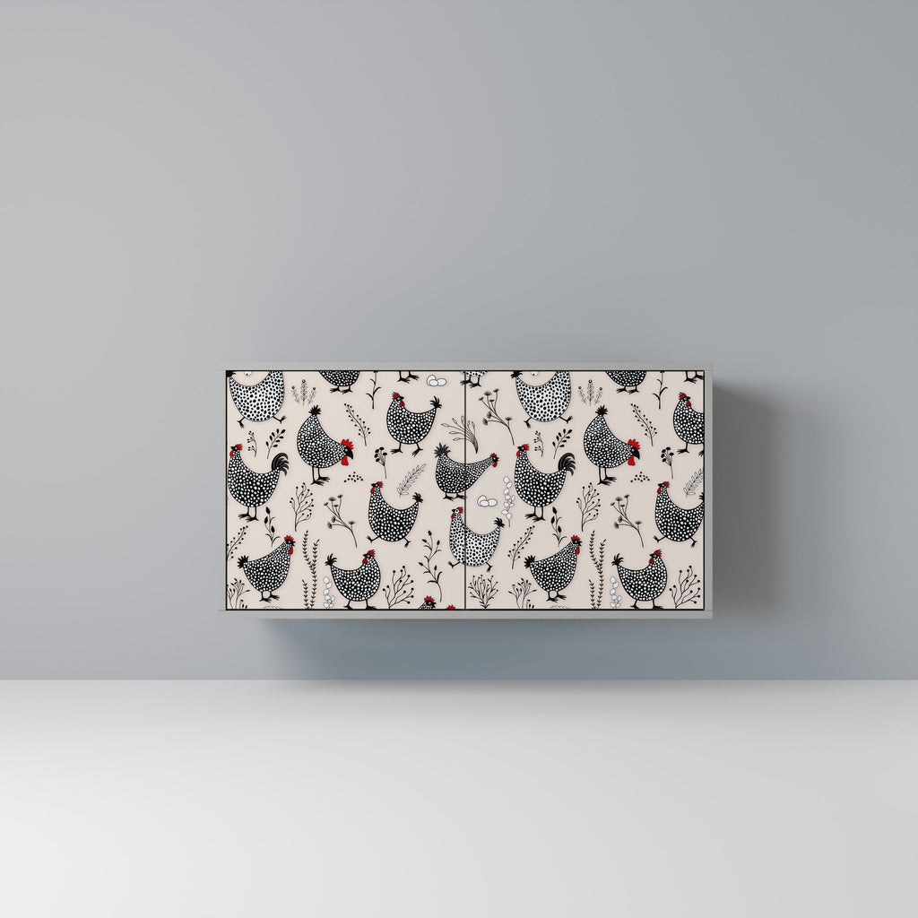 Buffet 2 portes HAPPY HENS finition grise