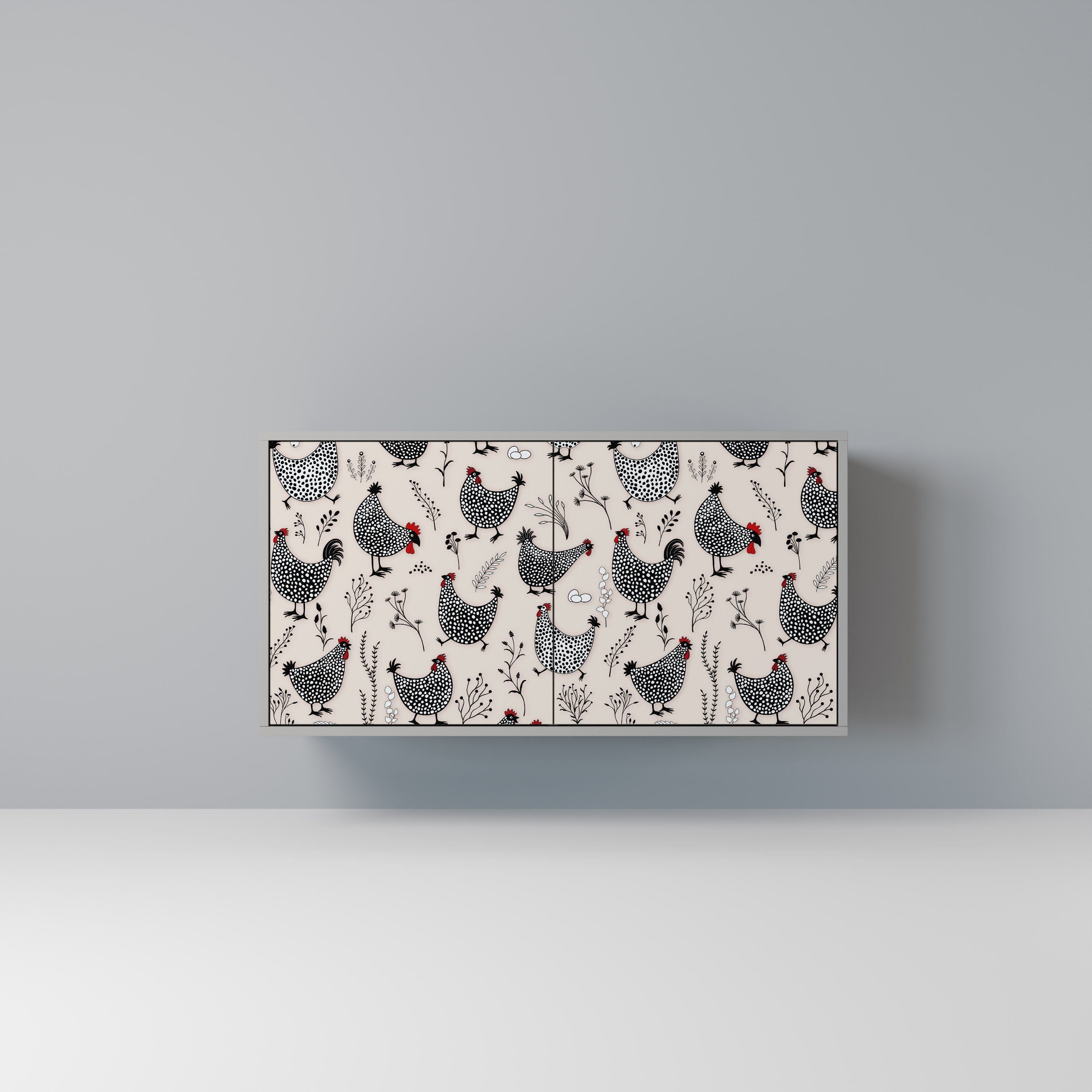 HAPPY HENS 2-Door Sideboard in Grey Finish