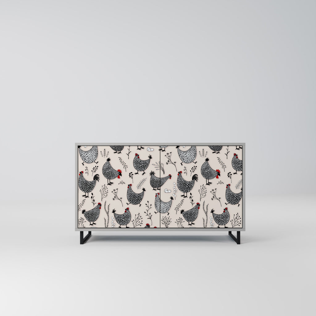 Buffet 2 portes HAPPY HENS finition grise