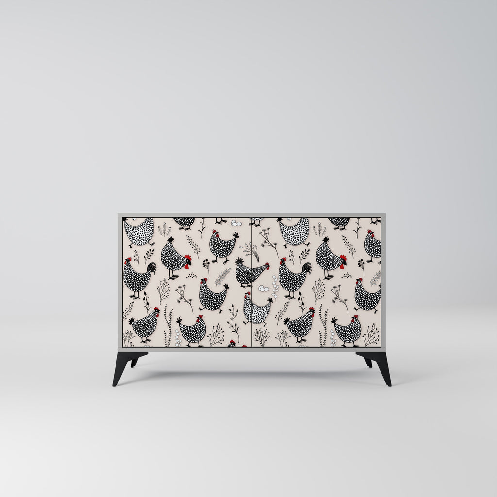 Buffet 2 portes HAPPY HENS finition grise