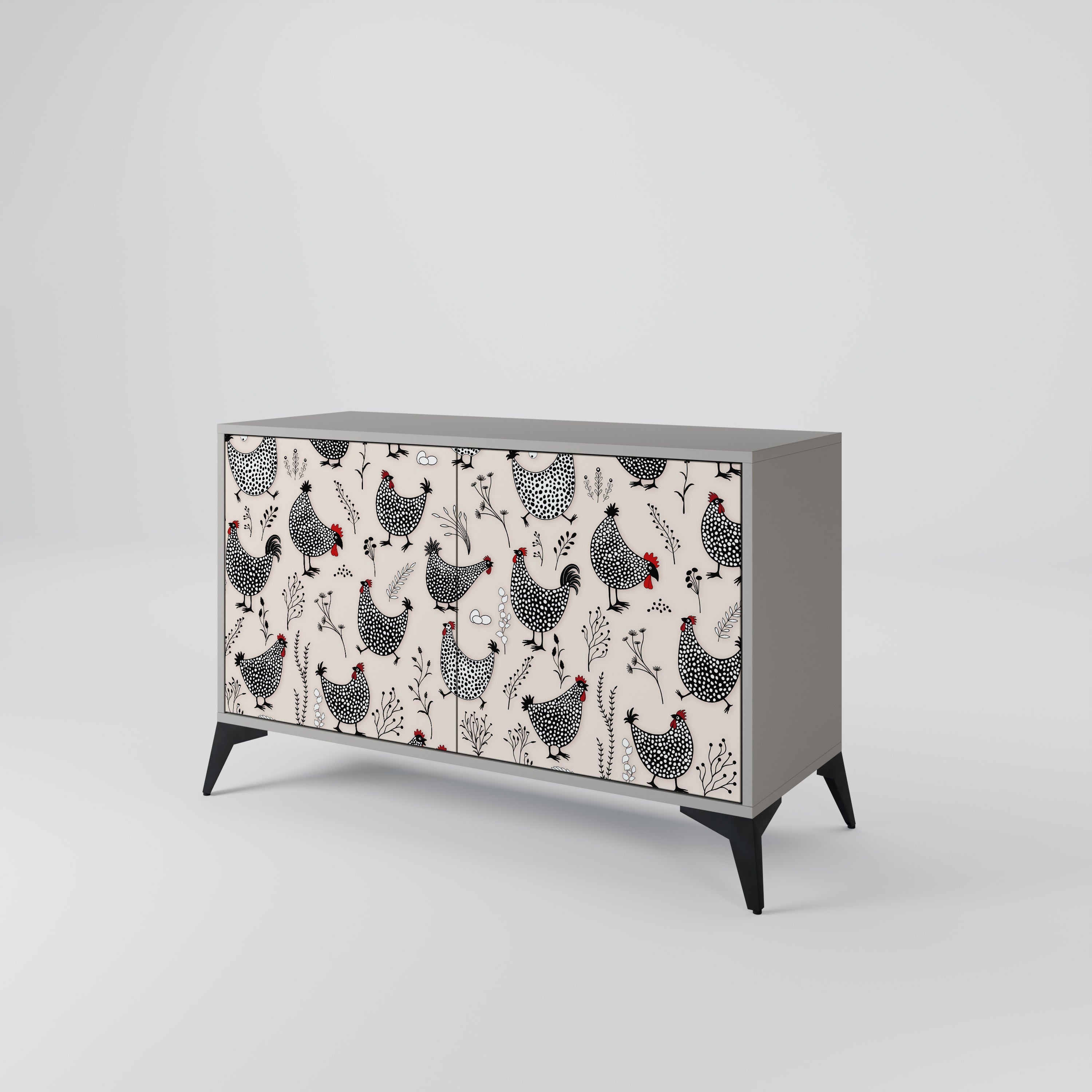 HAPPY HENS 2-Door Sideboard in Grey Finish