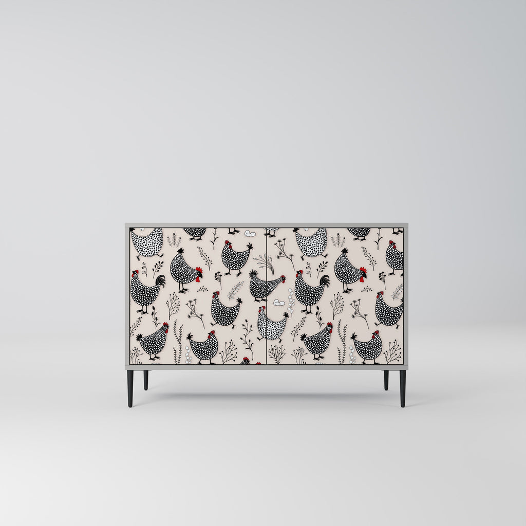 Buffet 2 portes HAPPY HENS finition grise