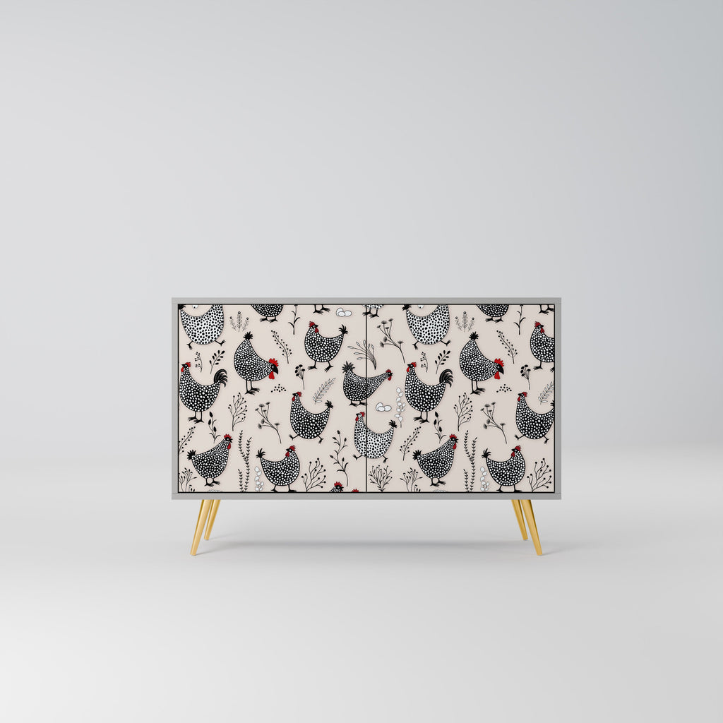 Buffet 2 portes HAPPY HENS finition grise