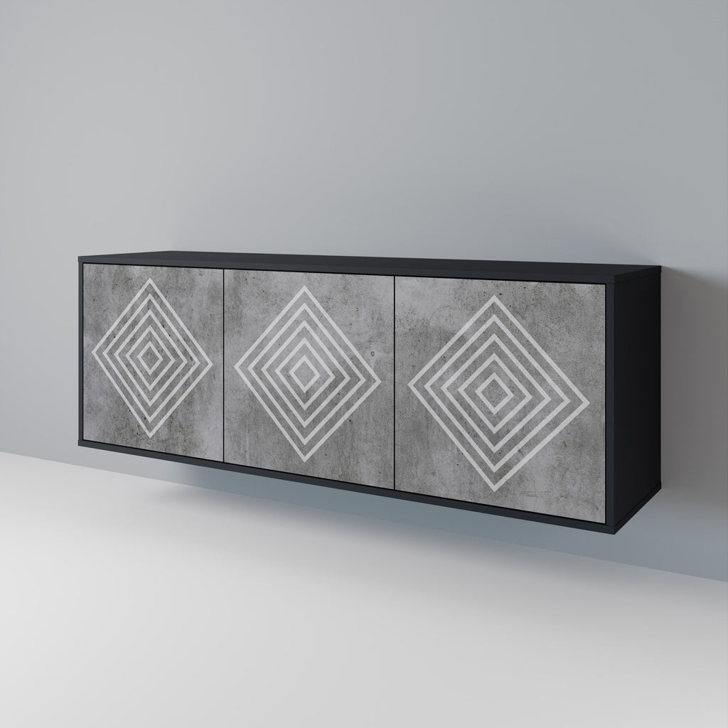 Buffet 3 portes POLYGONAL ARTISTRY en finition noire