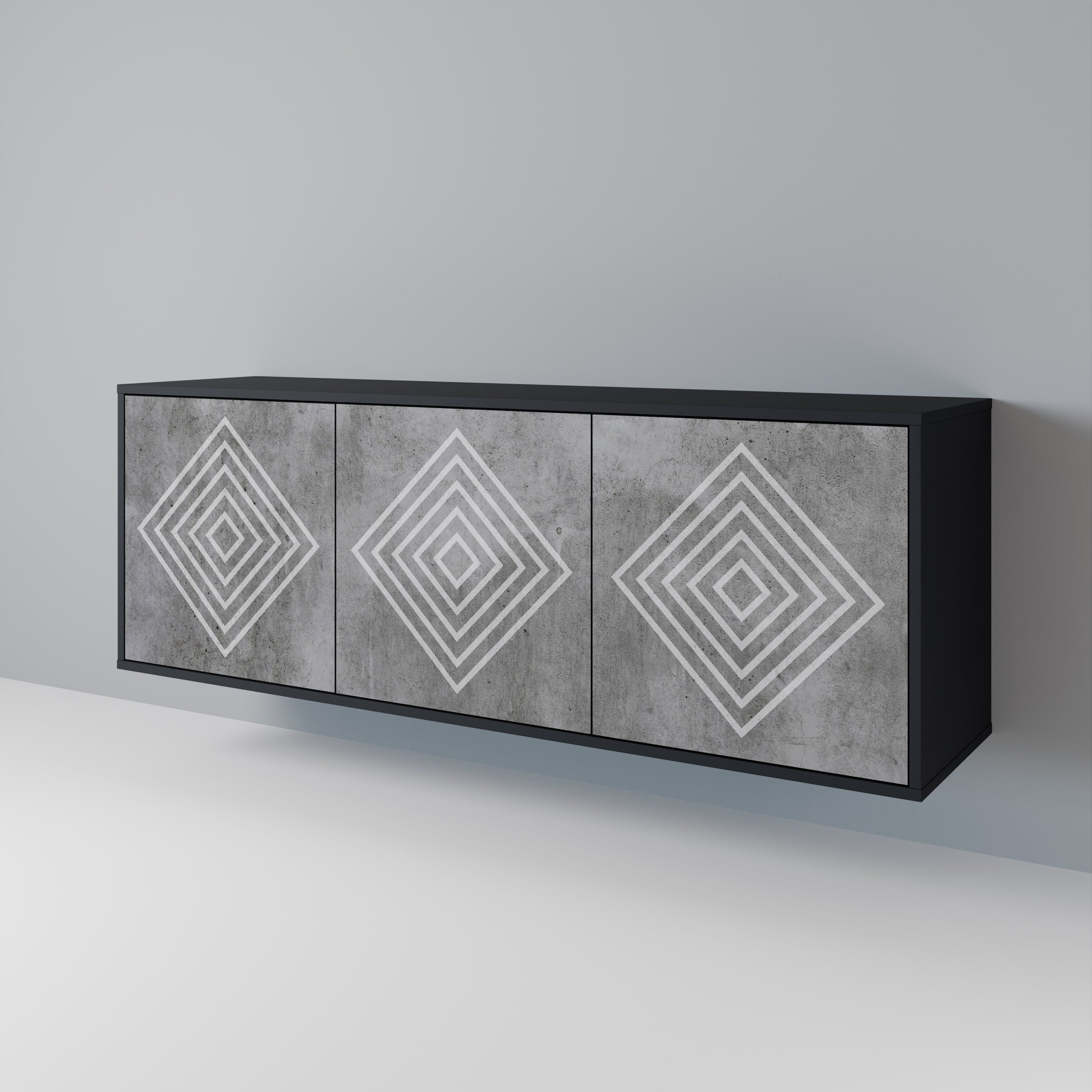 Buffet 3 portes POLYGONAL ARTISTRY en finition noire