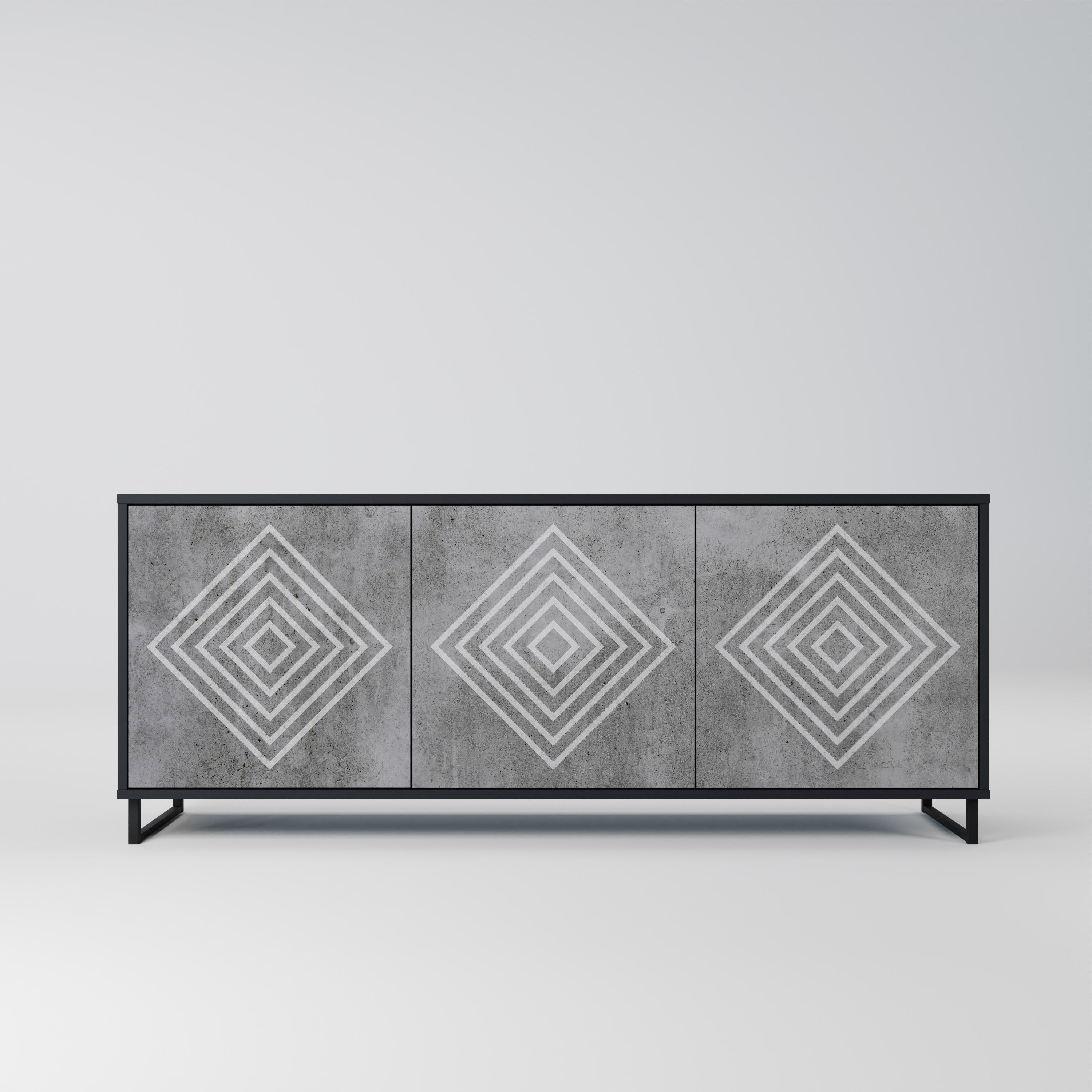 Buffet 3 portes POLYGONAL ARTISTRY en finition noire