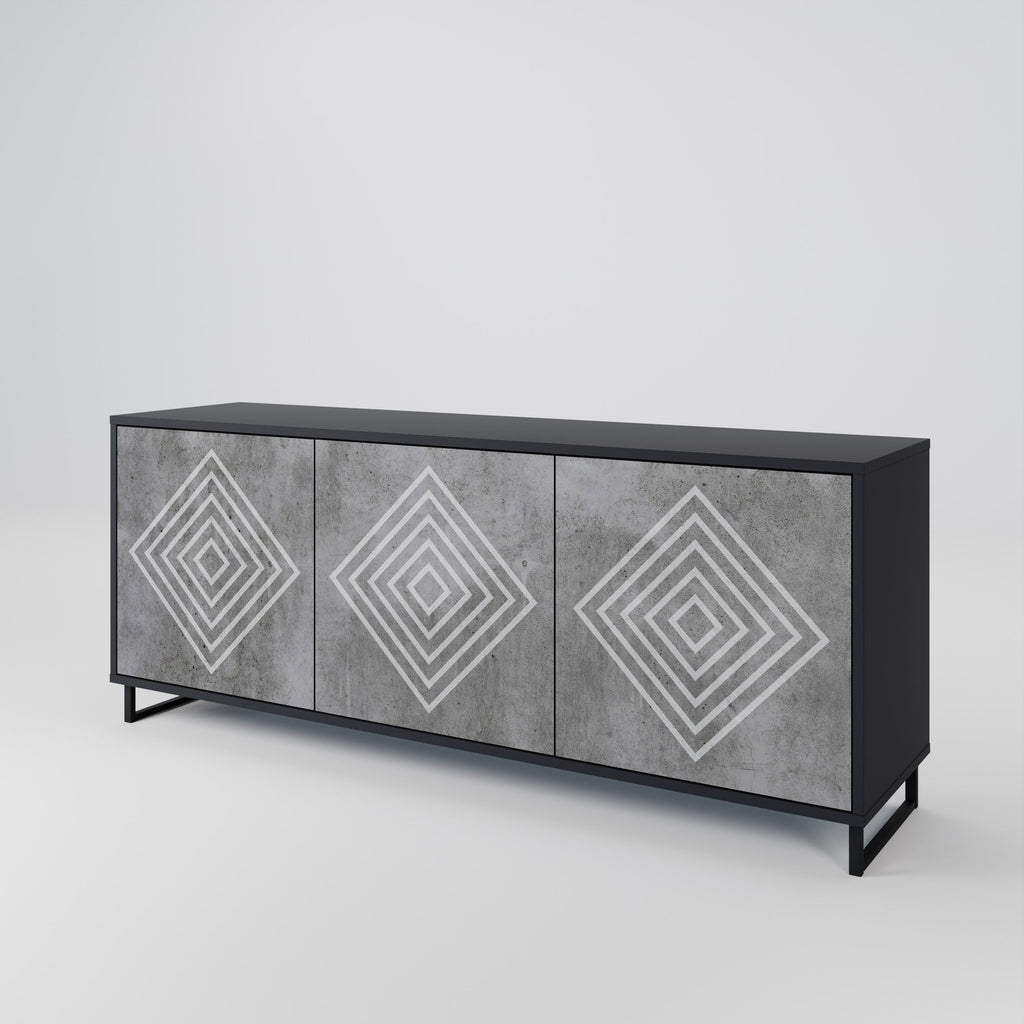 Buffet 3 portes POLYGONAL ARTISTRY en finition noire