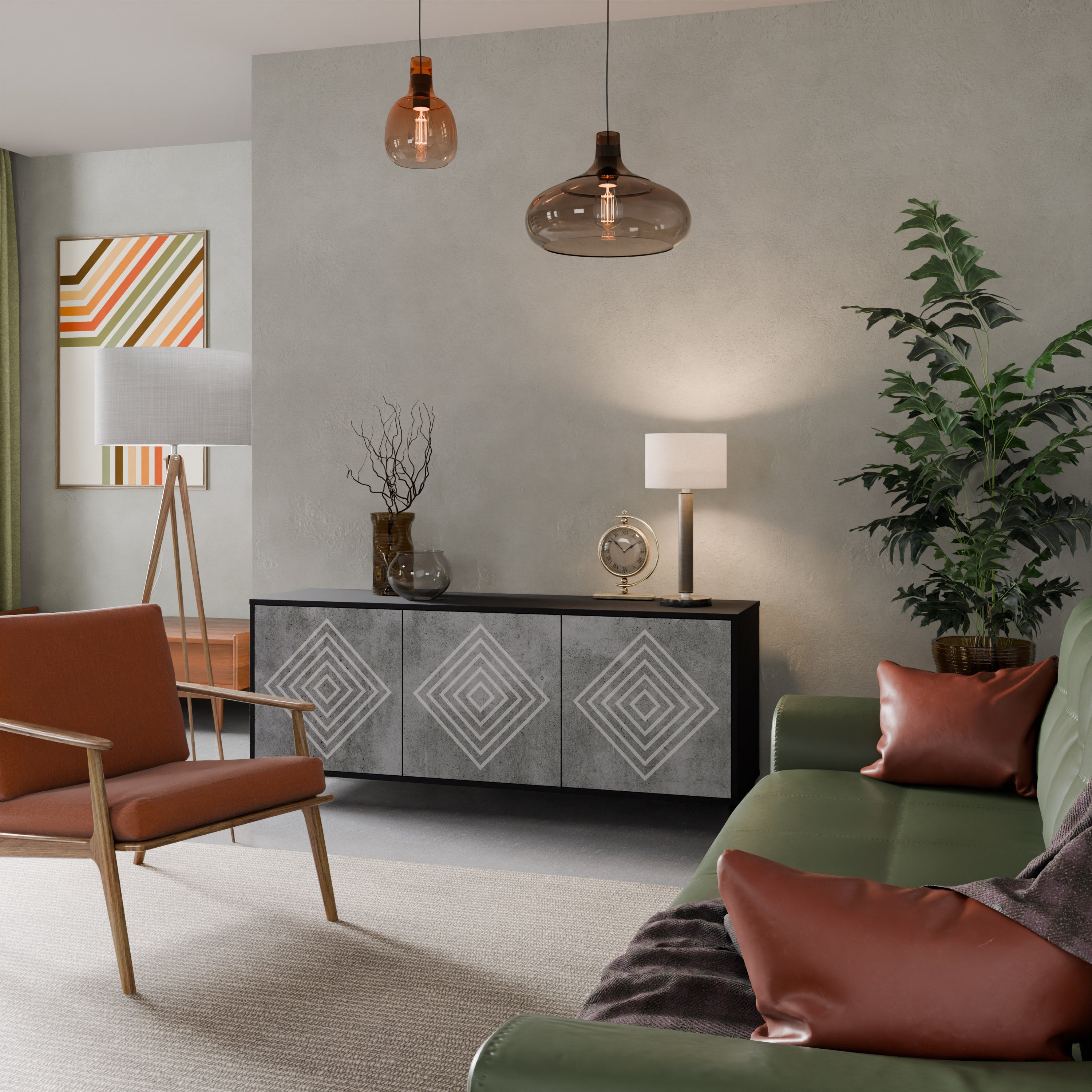 Buffet 3 portes POLYGONAL ARTISTRY en finition noire