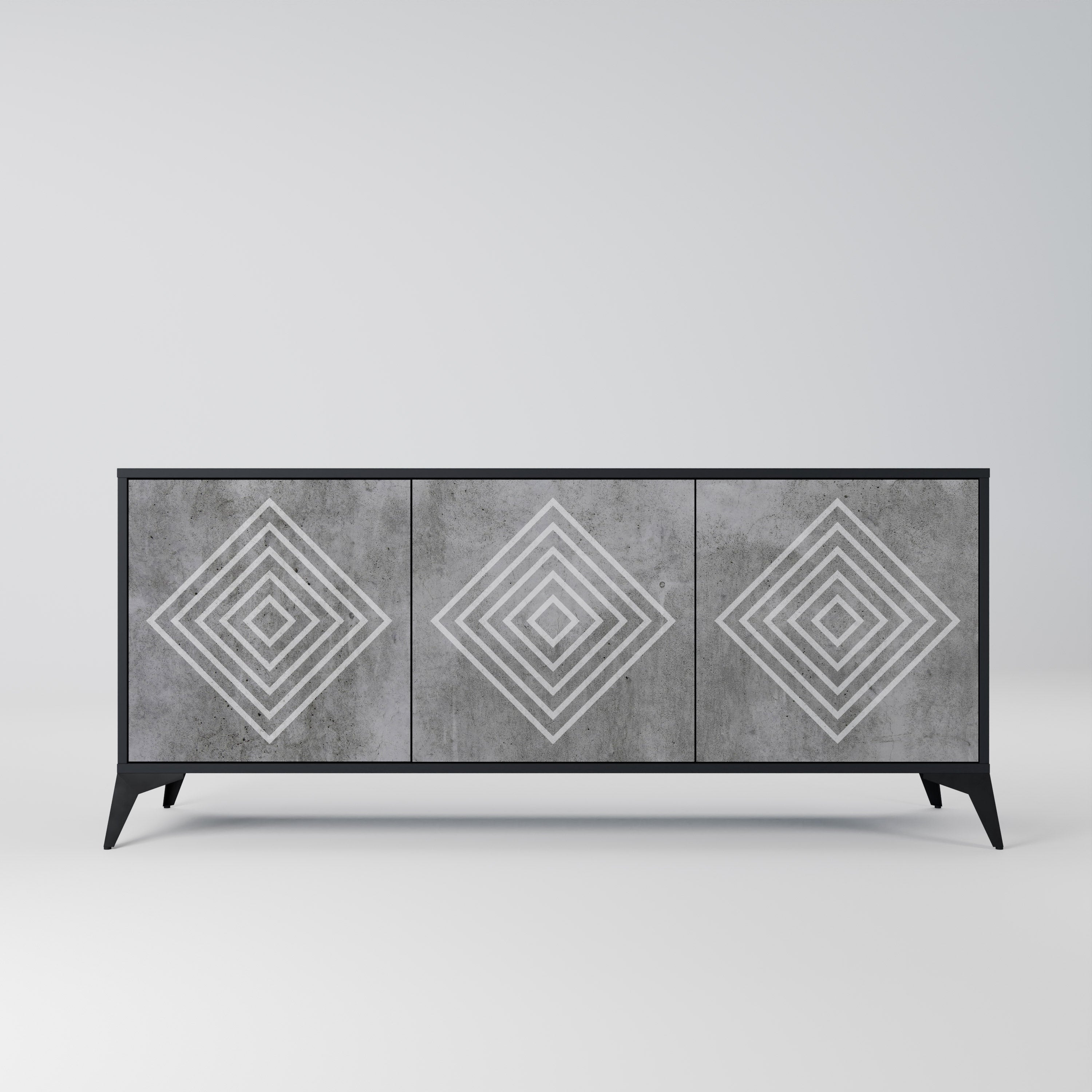 Buffet 3 portes POLYGONAL ARTISTRY en finition noire