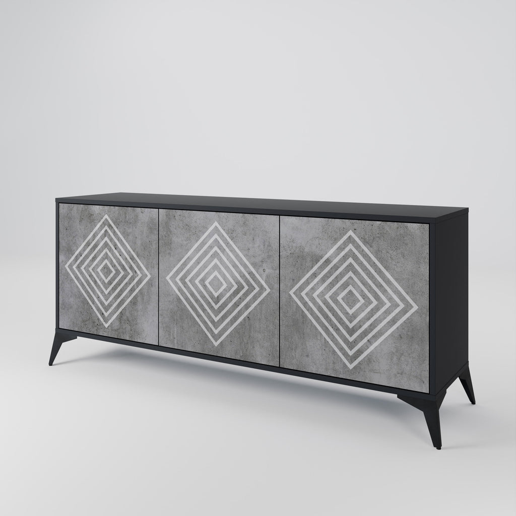 Buffet 3 portes POLYGONAL ARTISTRY en finition noire