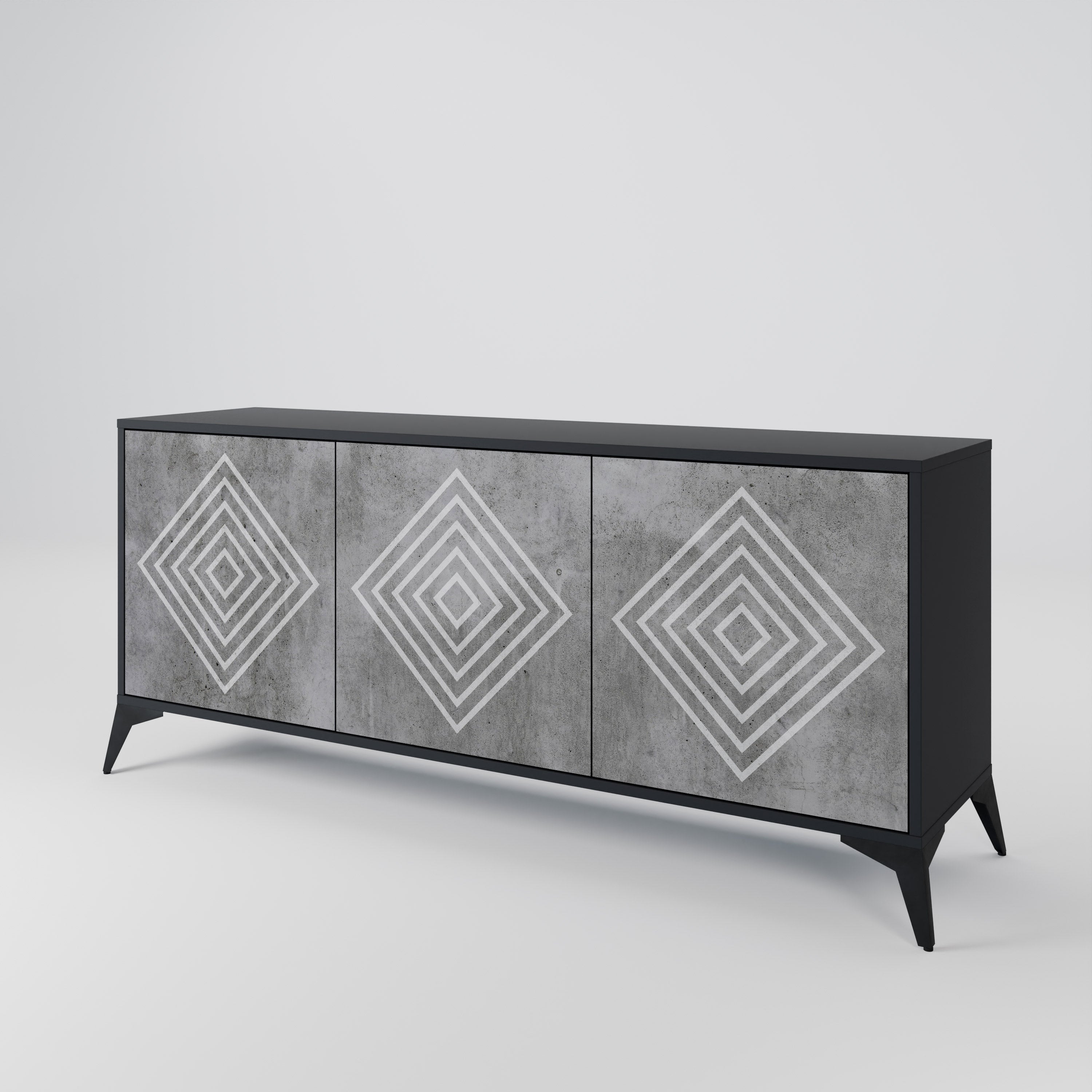 Buffet 3 portes POLYGONAL ARTISTRY en finition noire