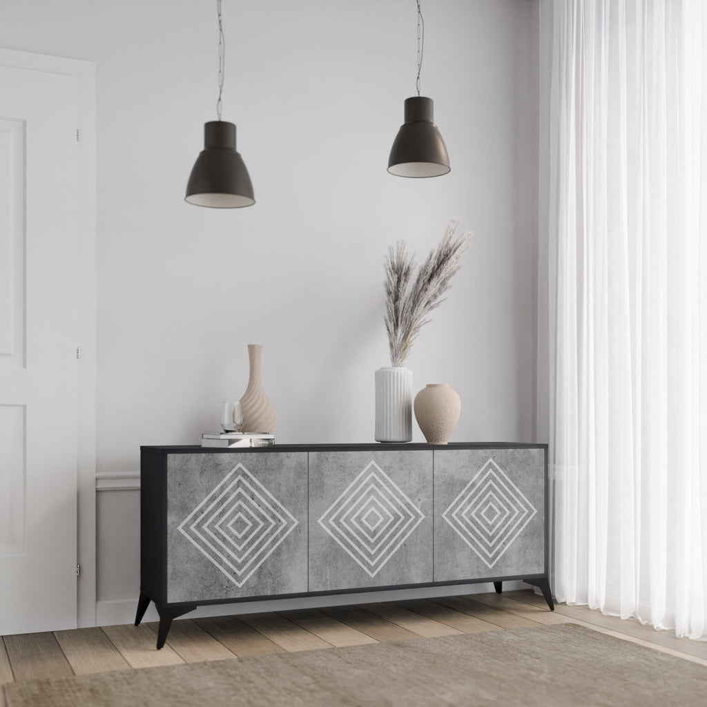 Buffet 3 portes POLYGONAL ARTISTRY en finition noire
