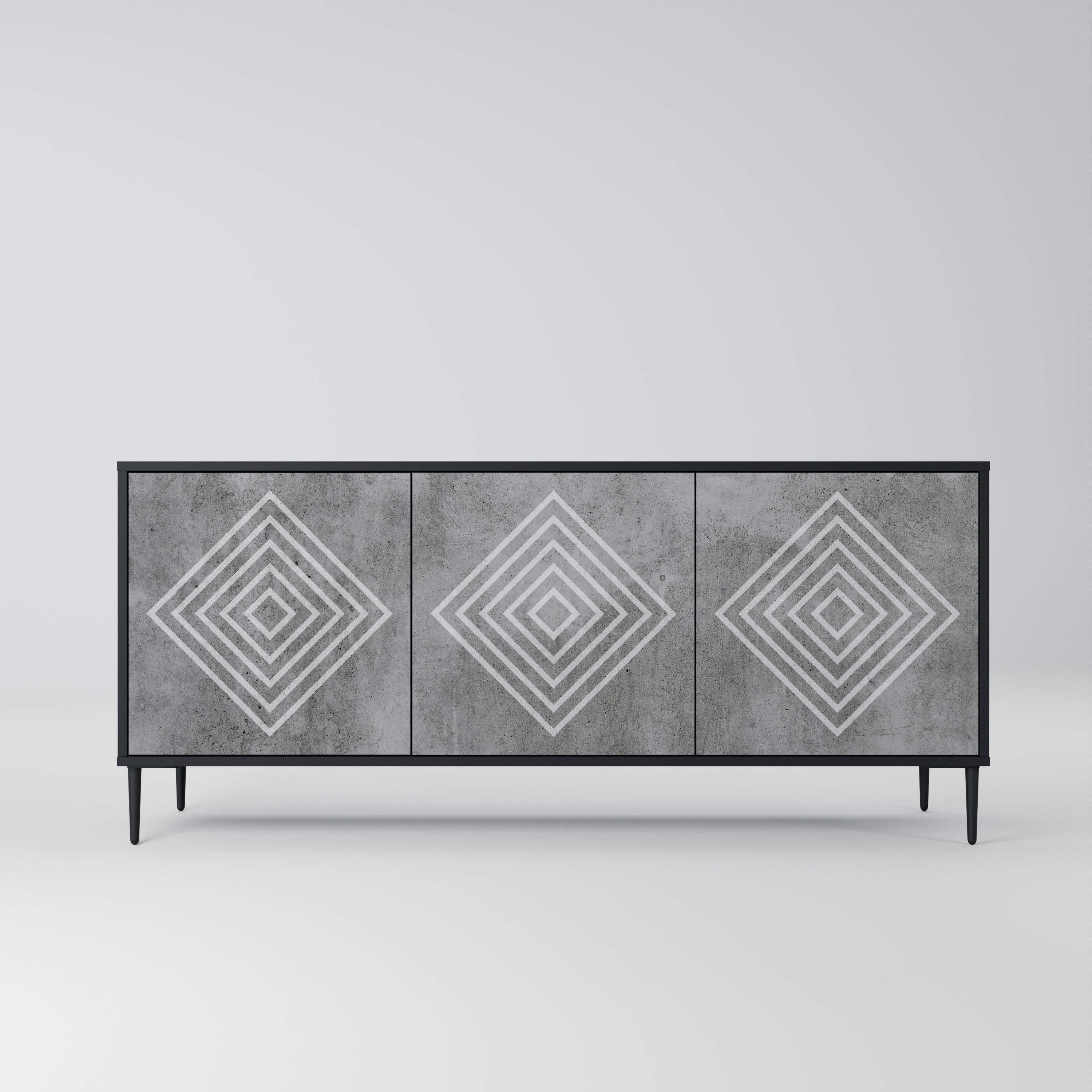 Buffet 3 portes POLYGONAL ARTISTRY en finition noire