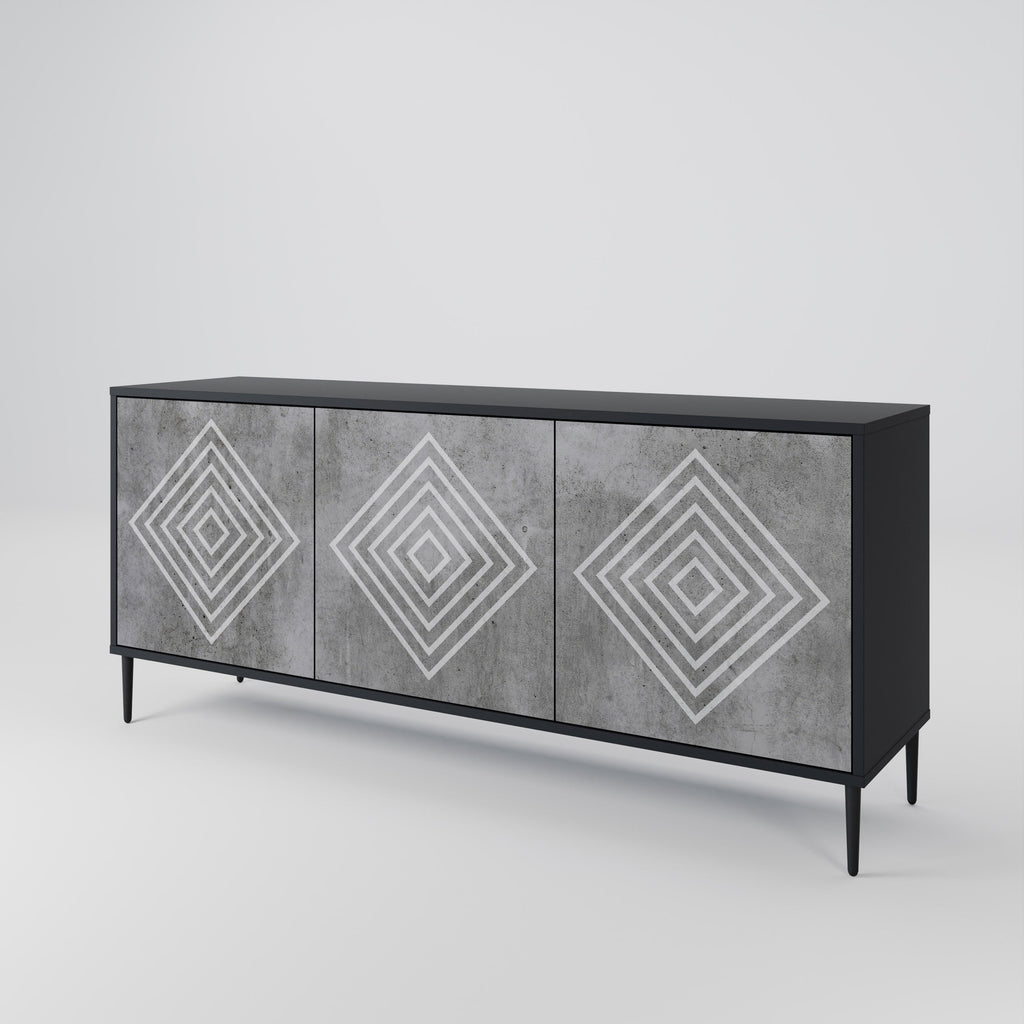 Buffet 3 portes POLYGONAL ARTISTRY en finition noire