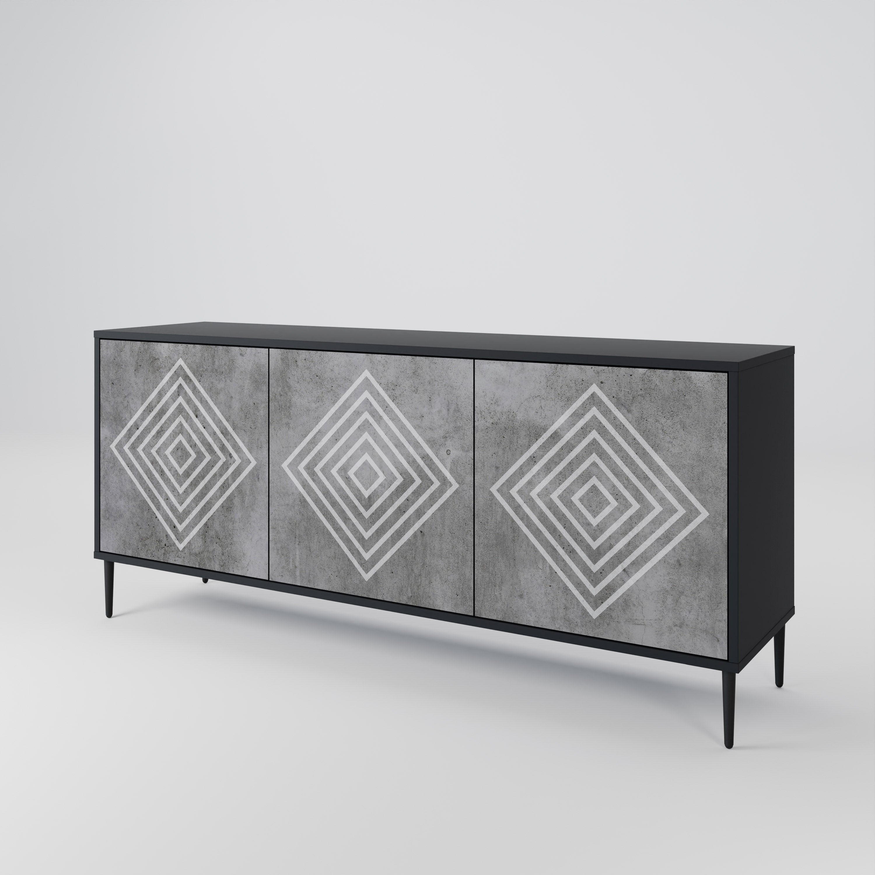 Buffet 3 portes POLYGONAL ARTISTRY en finition noire