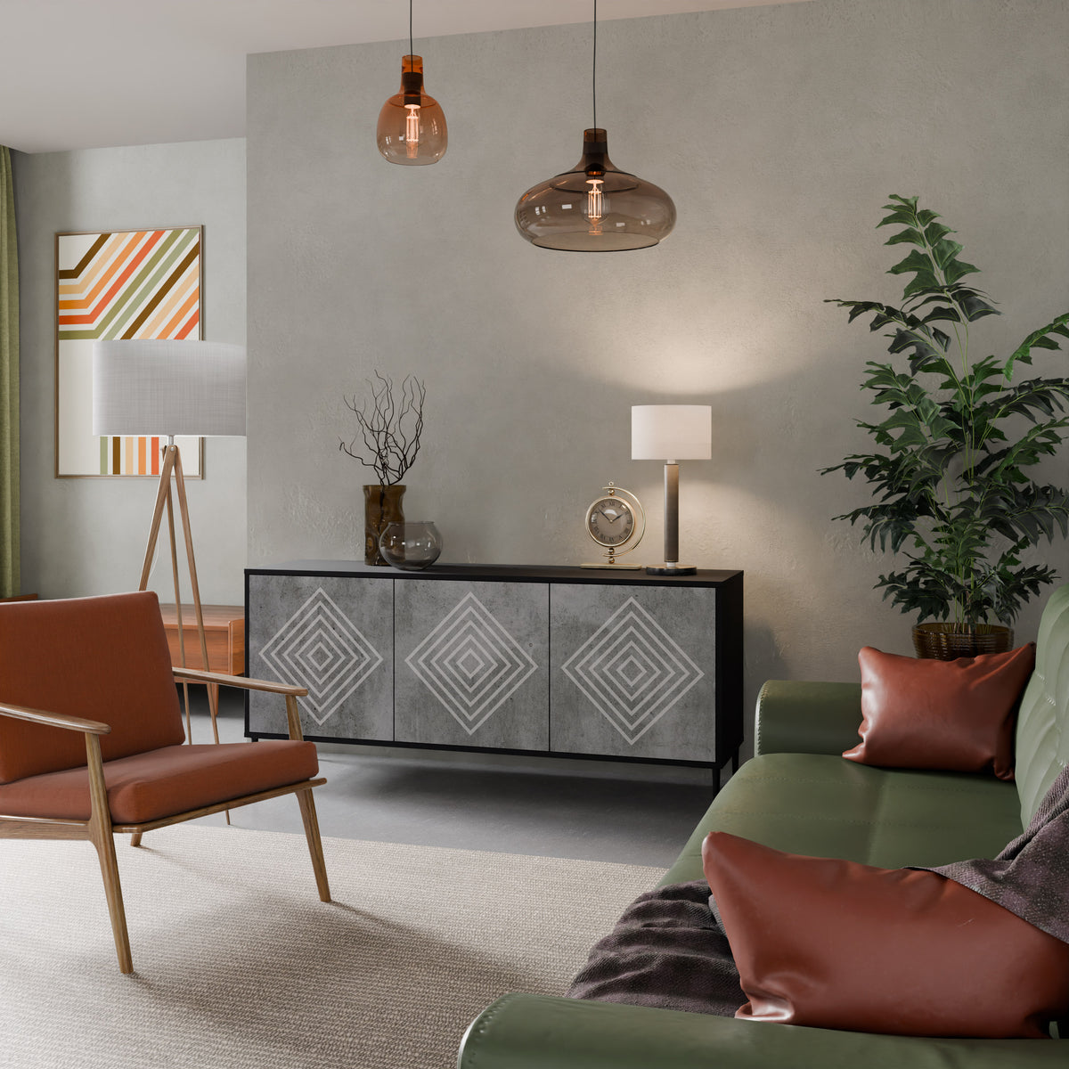 POLYGONAL ARTISTRY 3-Door Sideboard