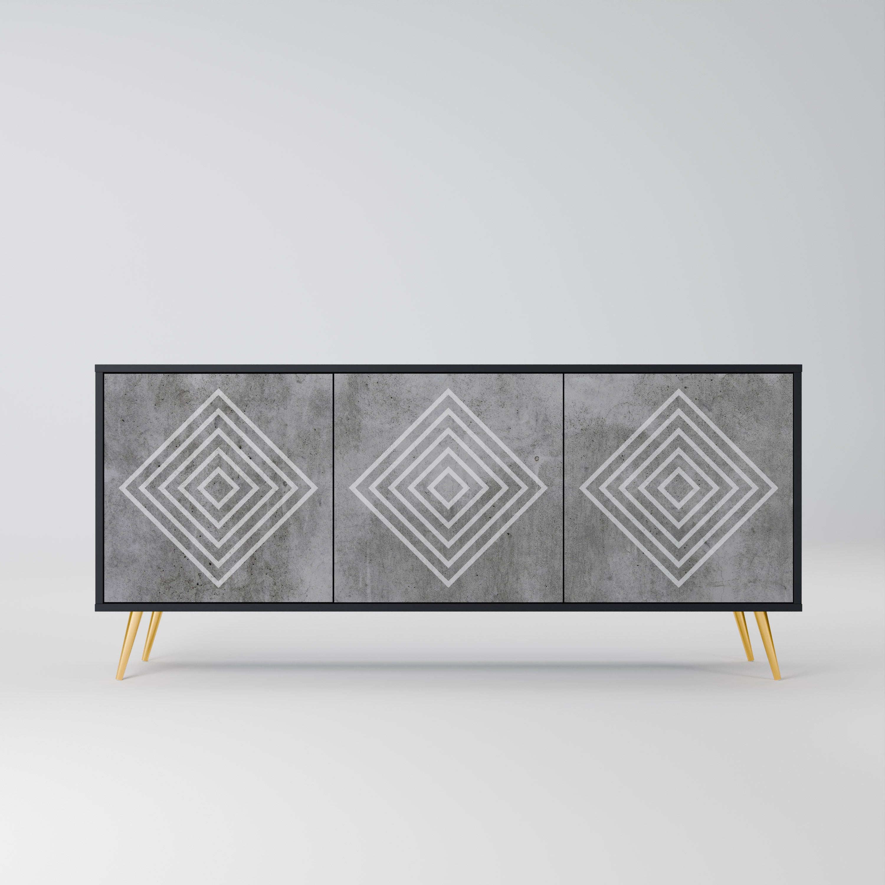 Buffet 3 portes POLYGONAL ARTISTRY en finition noire