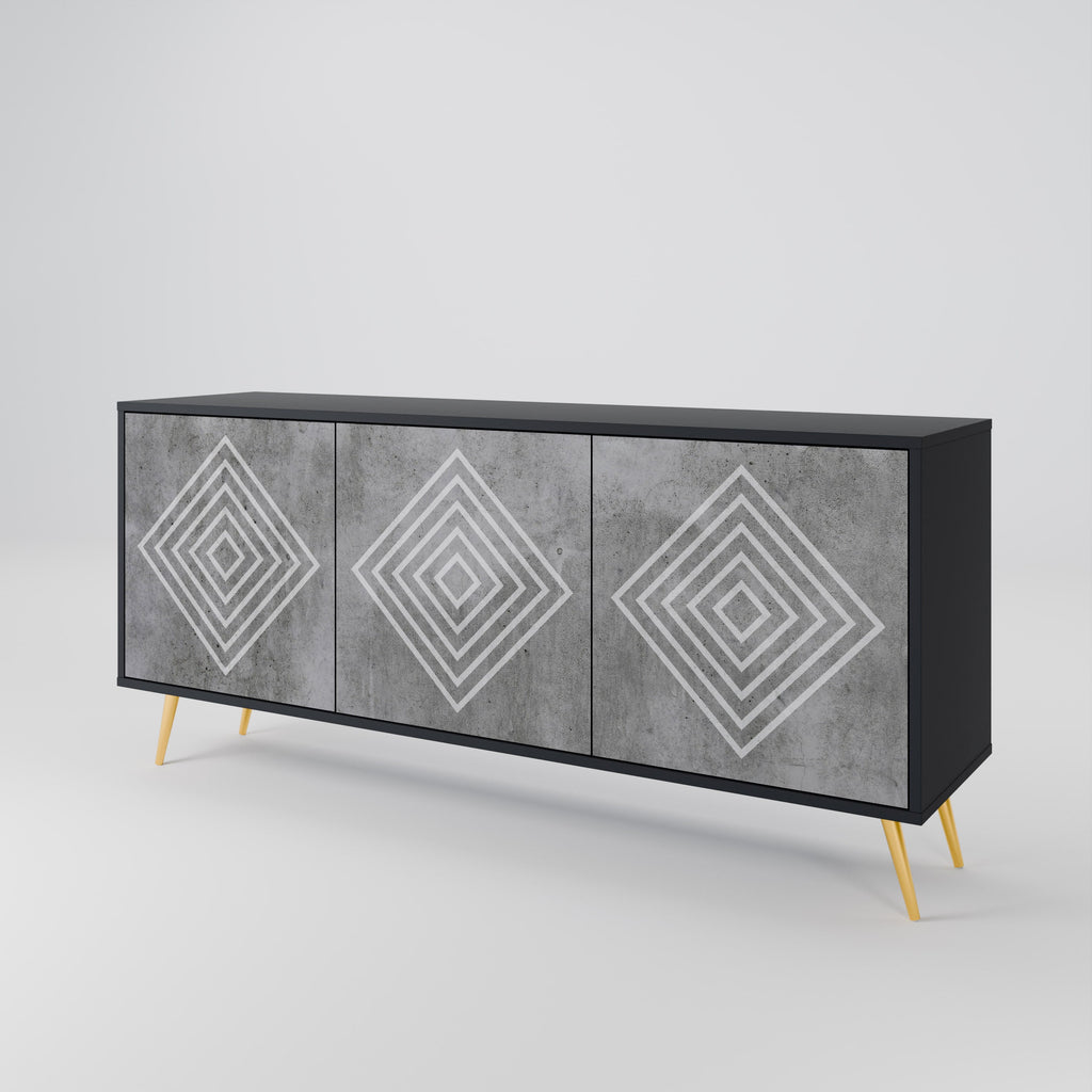 Buffet 3 portes POLYGONAL ARTISTRY en finition noire