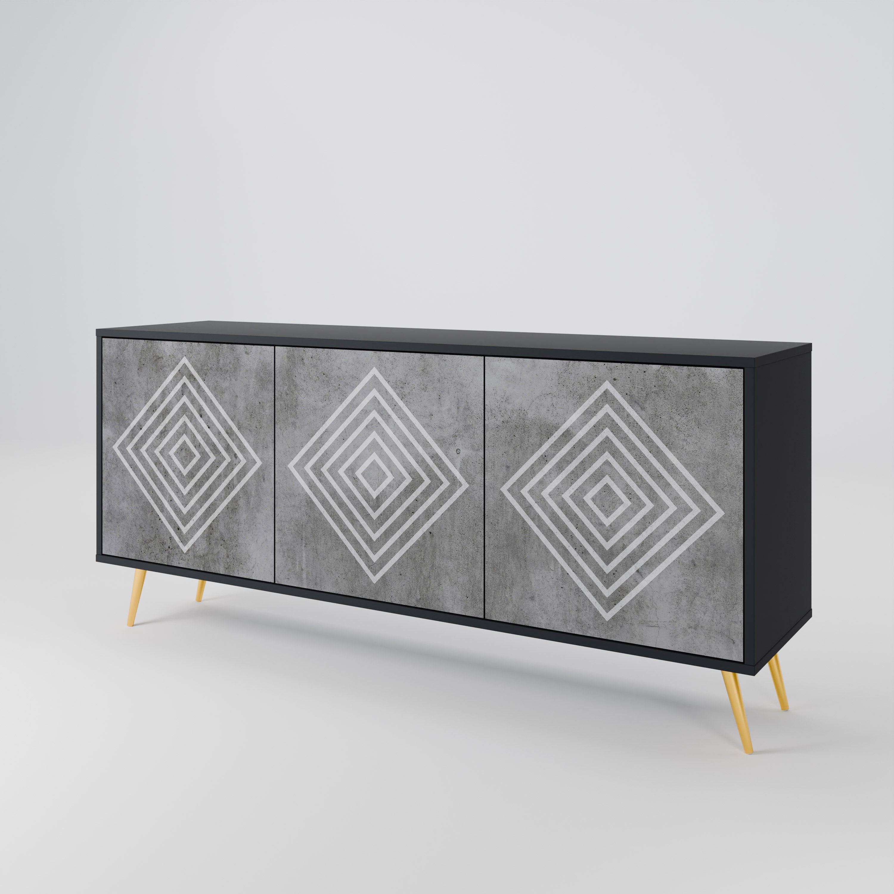 Buffet 3 portes POLYGONAL ARTISTRY en finition noire