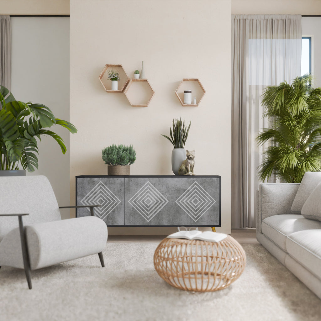 Buffet 3 portes POLYGONAL ARTISTRY en finition noire