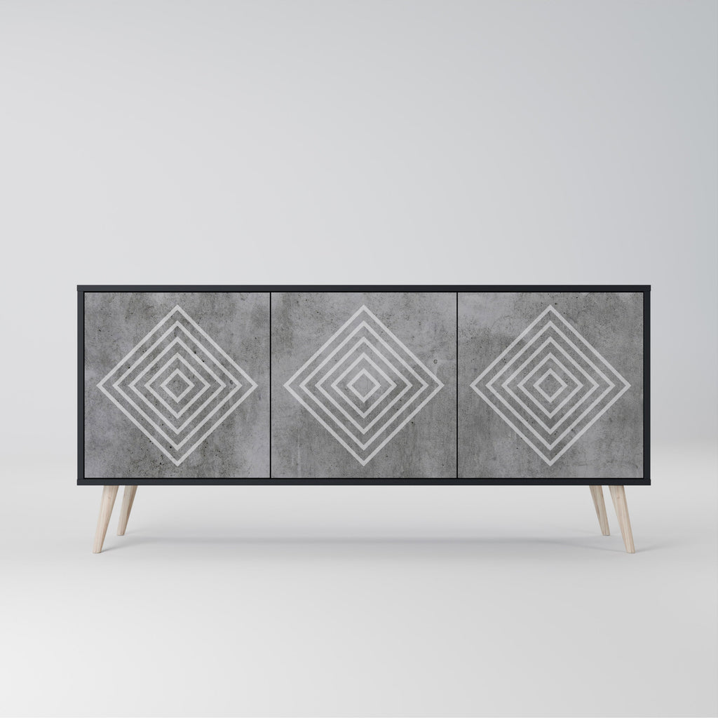 Buffet 3 portes POLYGONAL ARTISTRY en finition noire