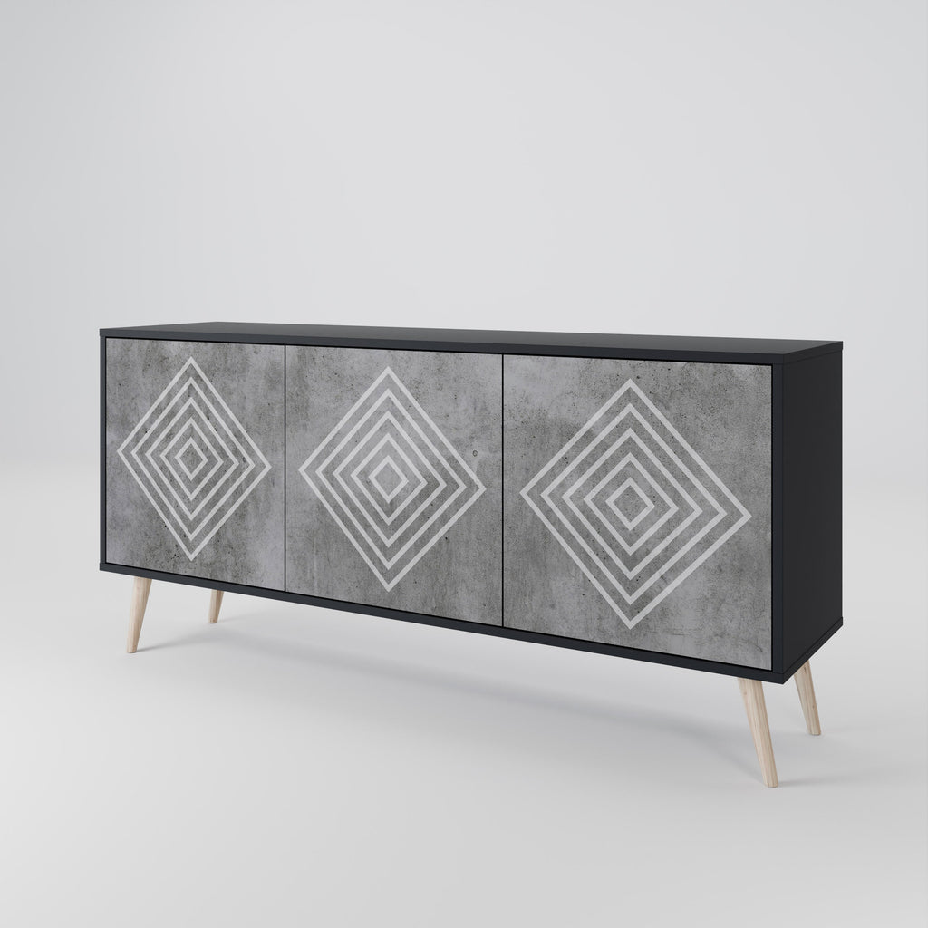 Buffet 3 portes POLYGONAL ARTISTRY en finition noire