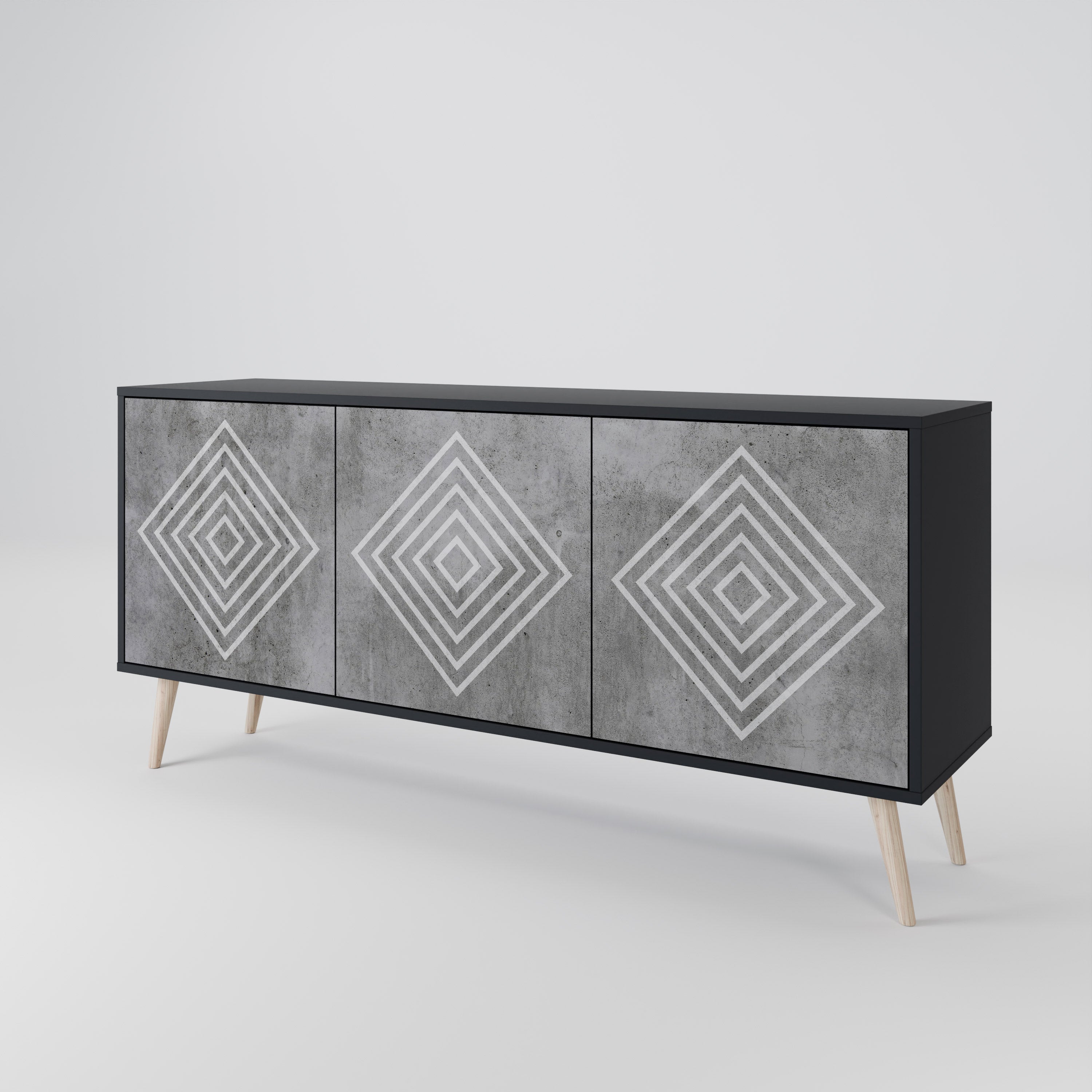 Buffet 3 portes POLYGONAL ARTISTRY en finition noire