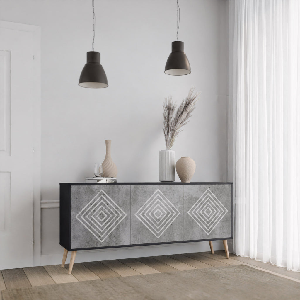Buffet 3 portes POLYGONAL ARTISTRY en finition noire