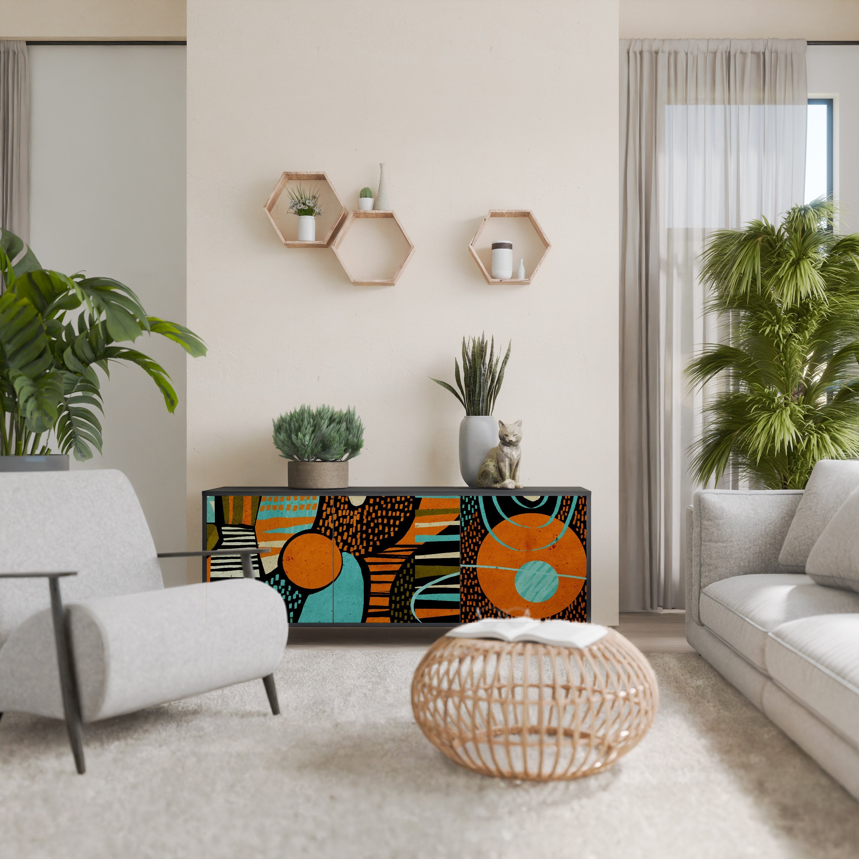 Buffet 3 portes GEODE GLIMMER finition noire