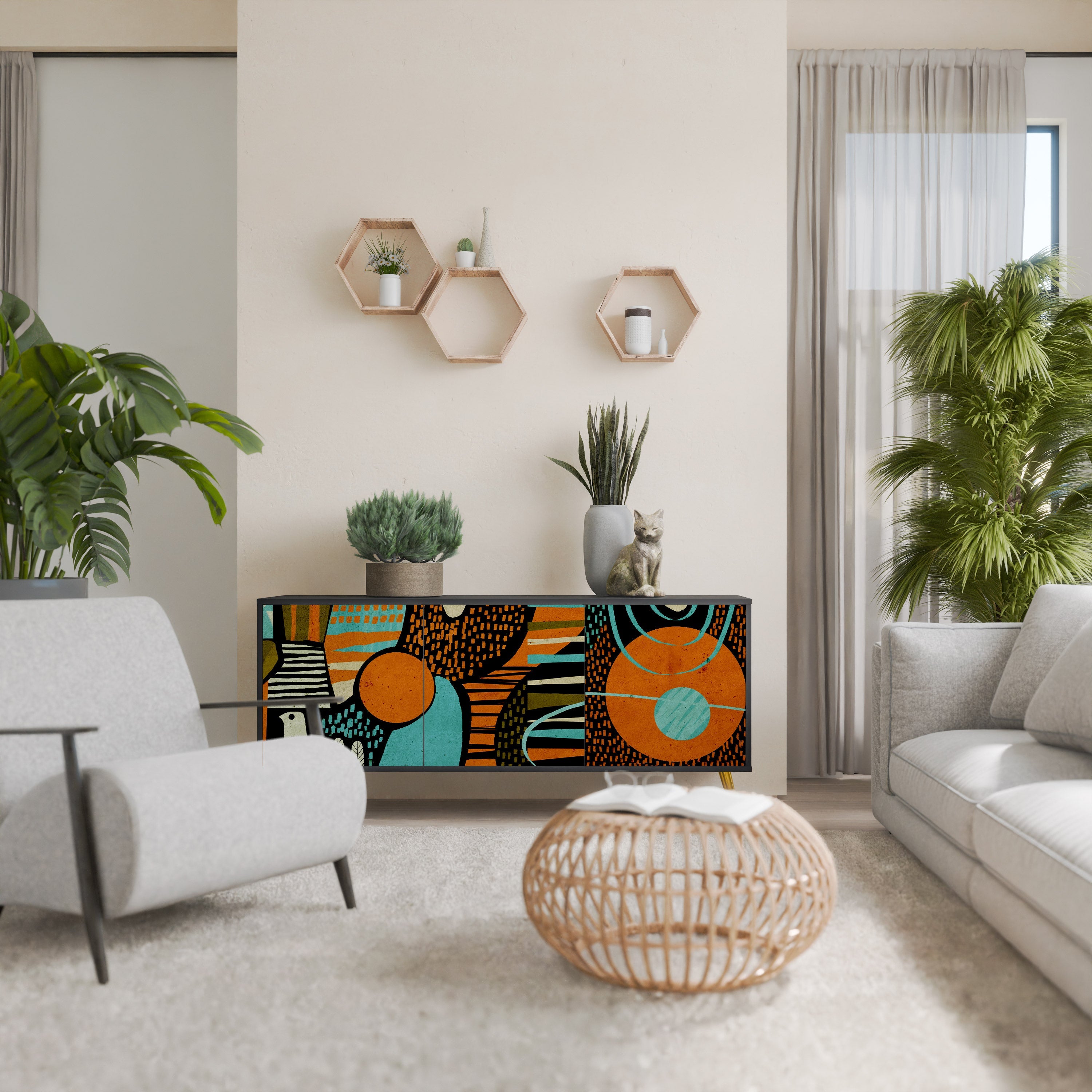 Buffet 3 portes GEODE GLIMMER finition noire